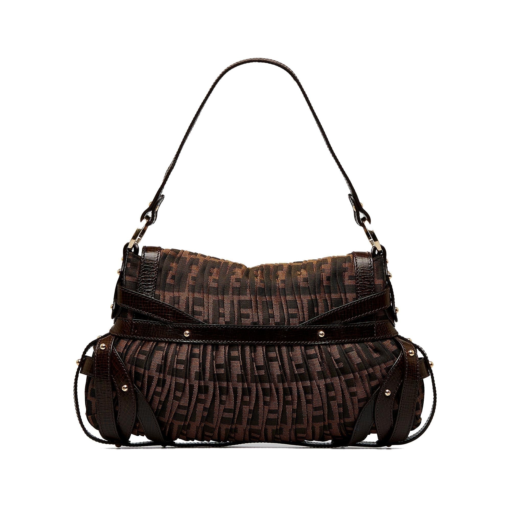Fendi Zucca Chef Pleated Shoulder Bag