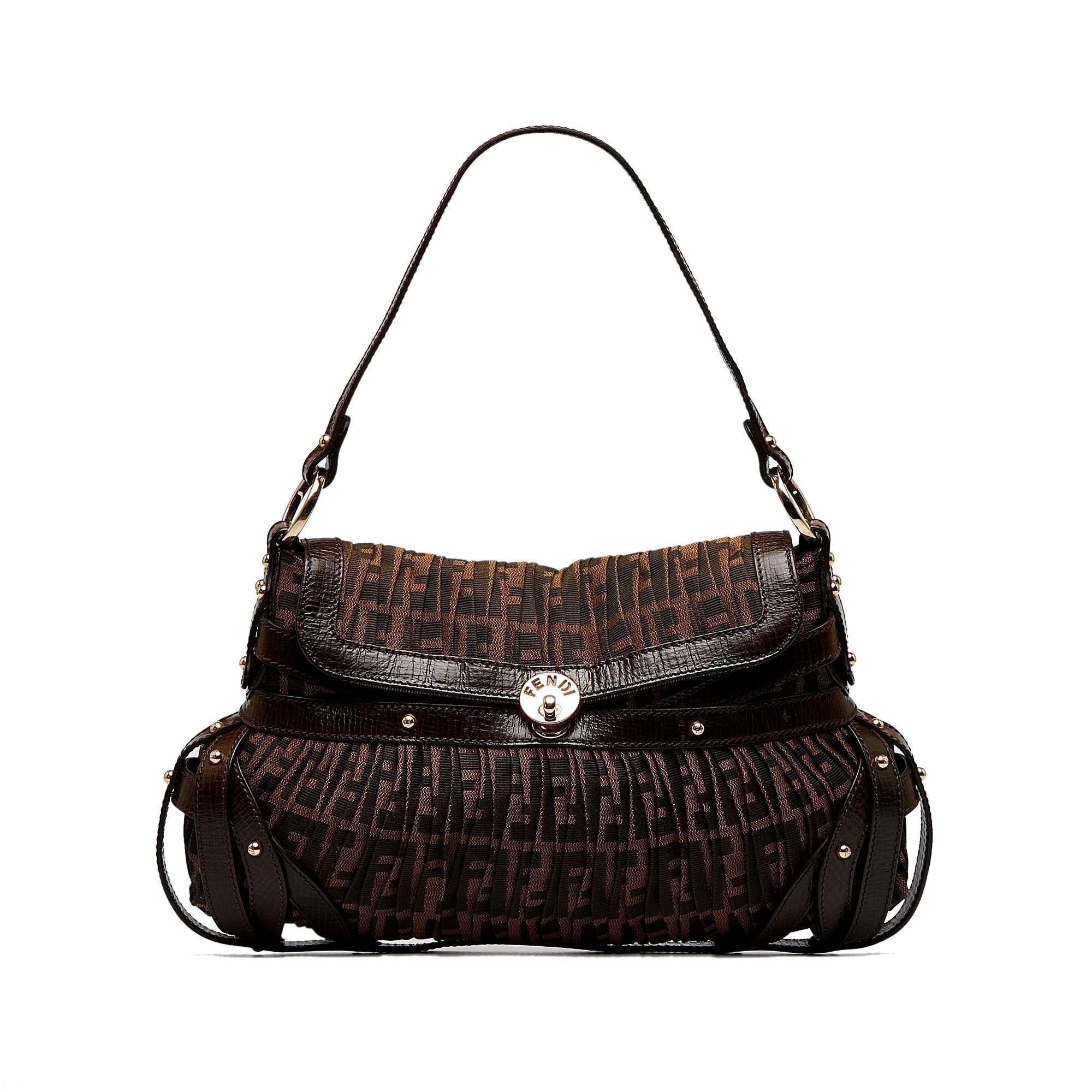 Fendi Zucca Chef Pleated Shoulder Bag