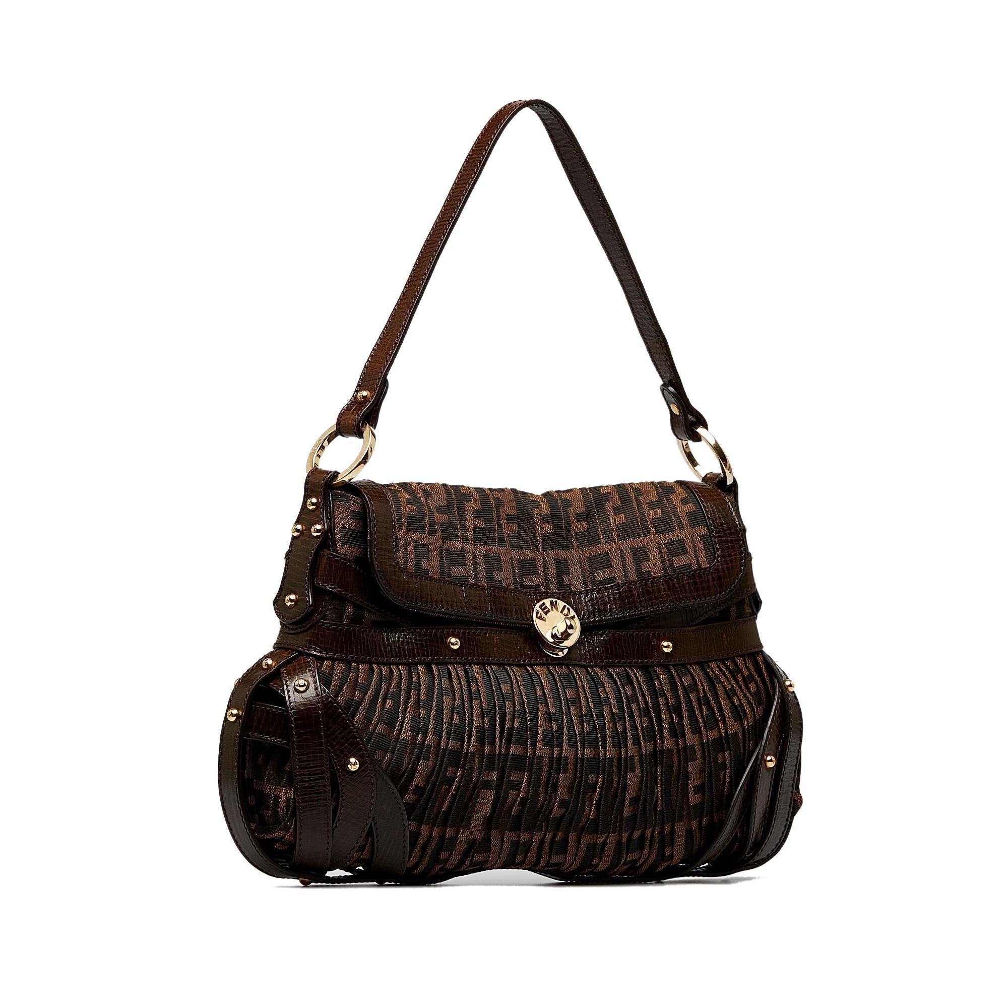 Fendi Zucca Chef Pleated Shoulder Bag