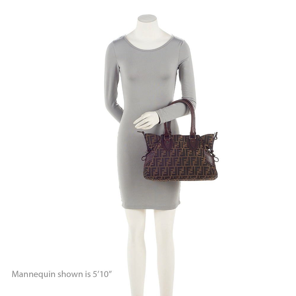 Fendi Zucca Leather Du Jour Small Tote