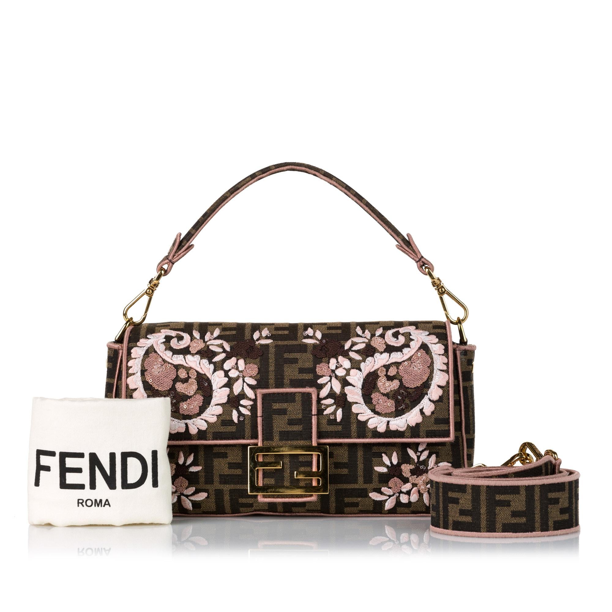 Fendi Zucca Paisley Embroidery Baguette