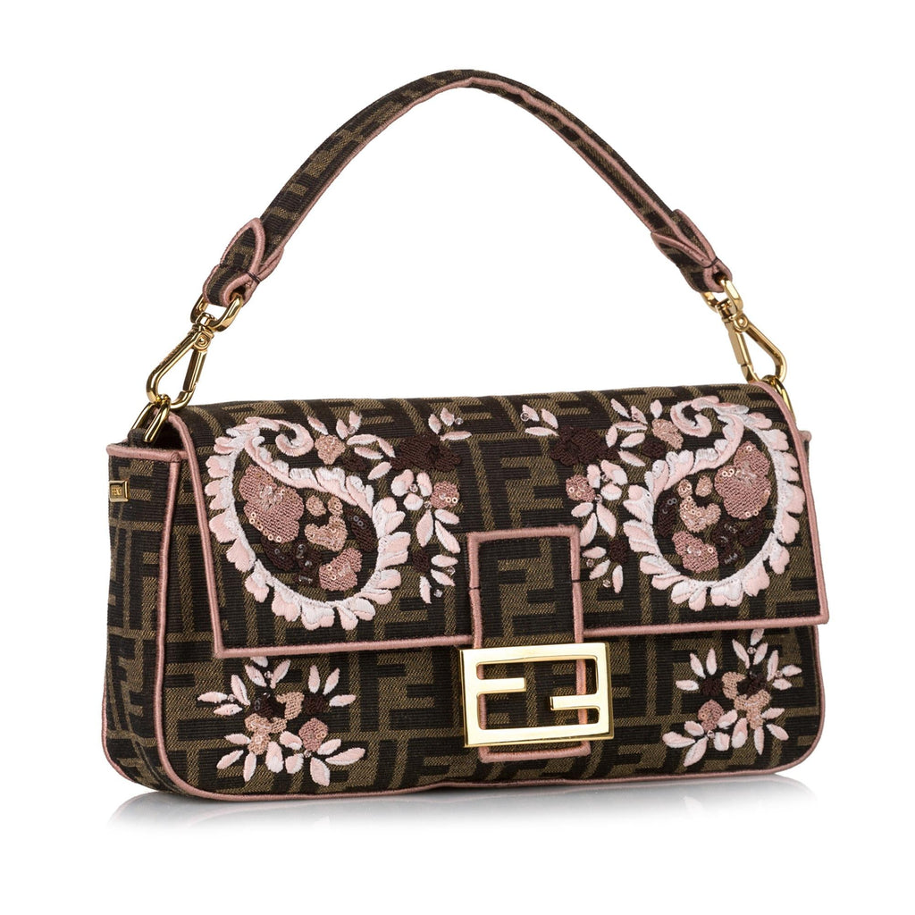 Fendi Zucca Paisley Embroidery Baguette