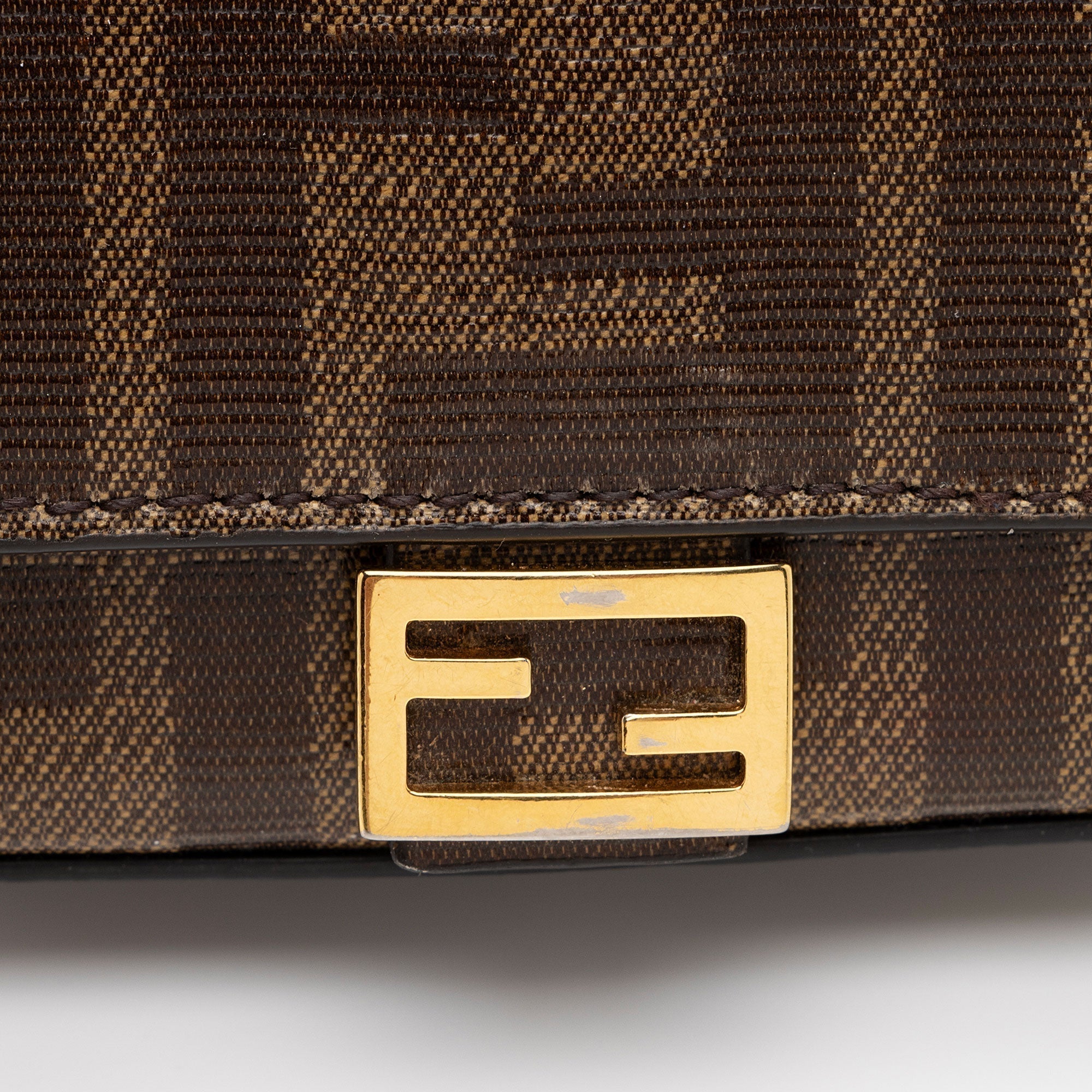 Fendi Zucca Spalmati Nano Baguette Charm Crossbody Bag