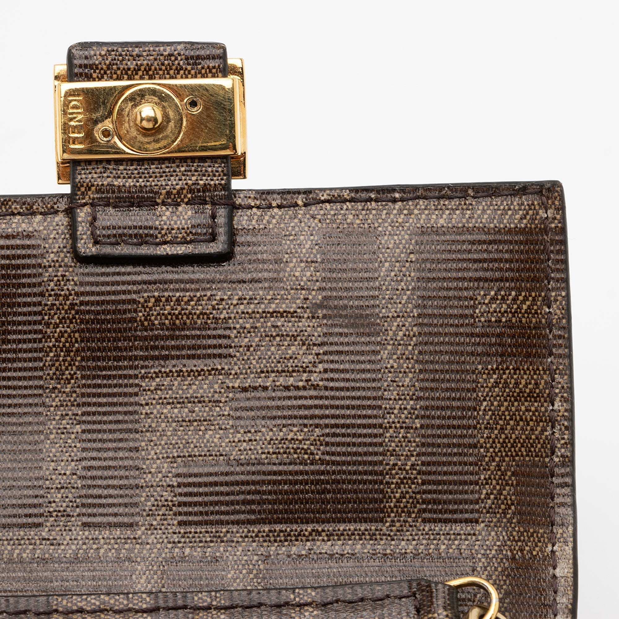 Fendi Zucca Spalmati Nano Baguette Charm Crossbody Bag