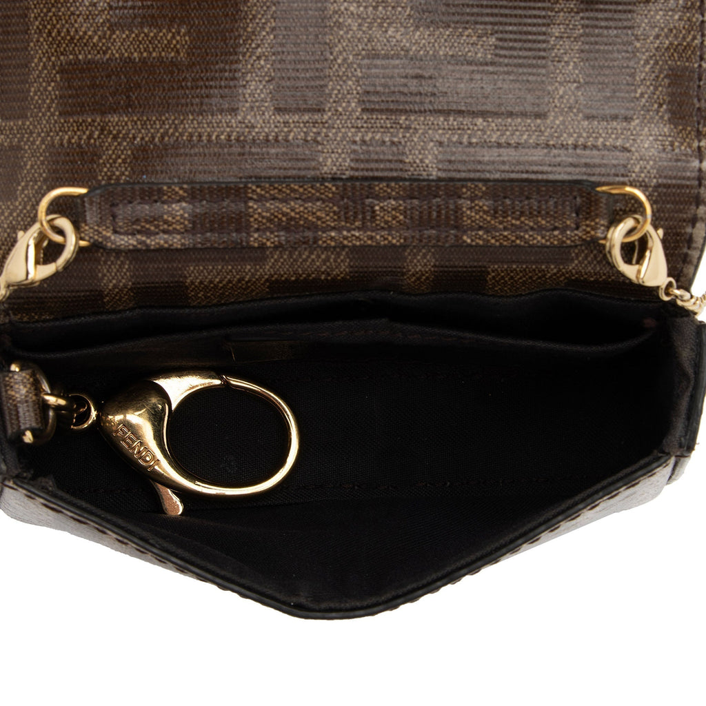 Fendi Zucca Spalmati Nano Baguette Charm Crossbody Bag
