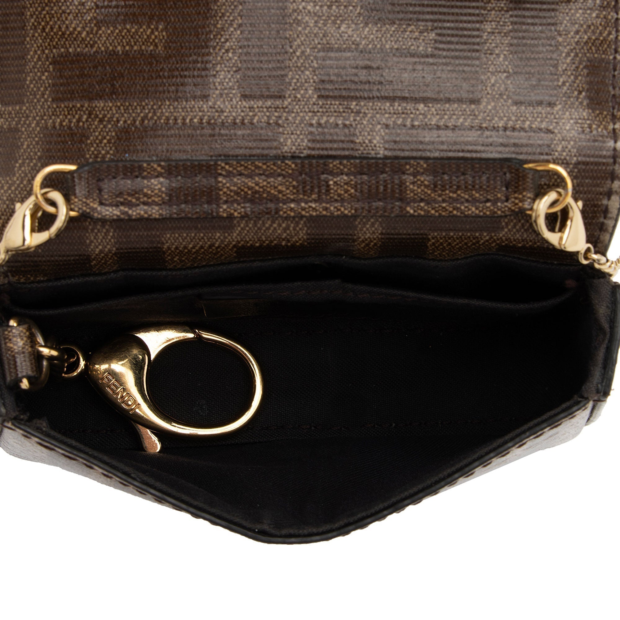 Fendi Zucca Spalmati Nano Baguette Charm Crossbody Bag