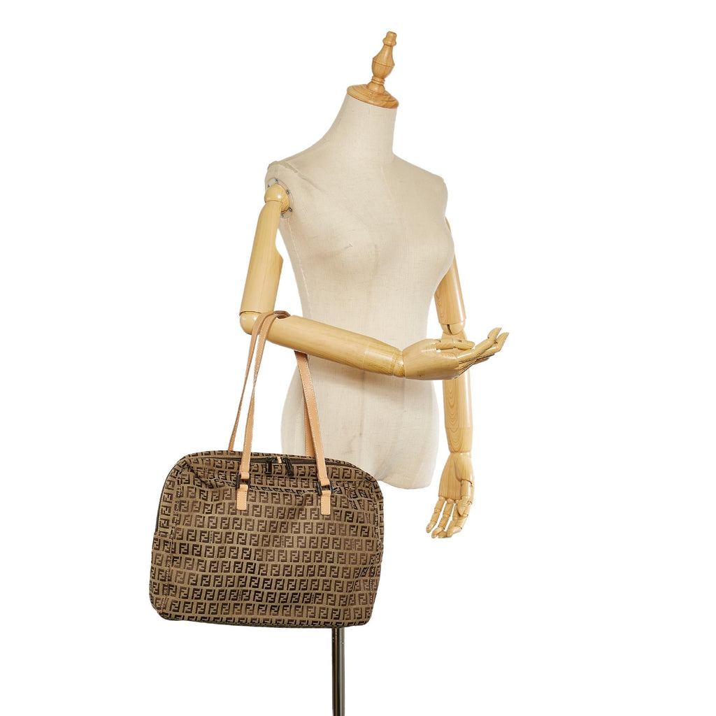 Fendi Zucchino Canvas Shoulder Bag