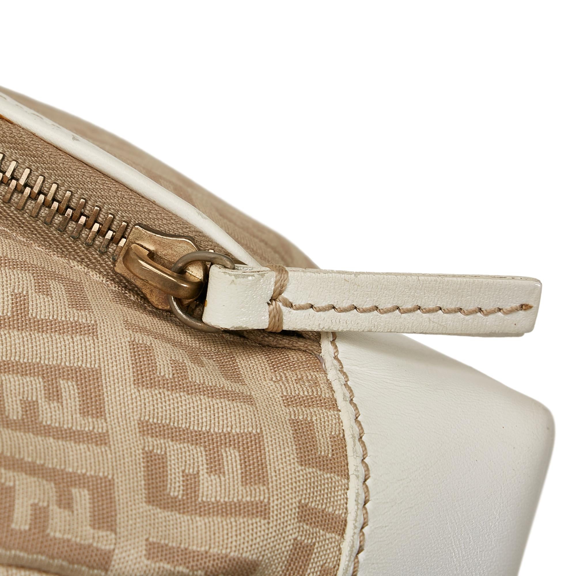 Fendi Zucchino Leather Trimmed Tote