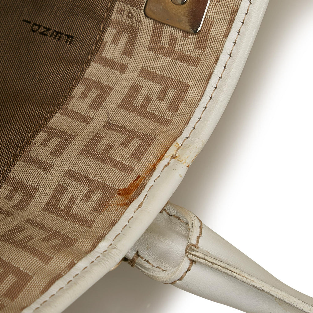 Fendi Zucchino Leather Trimmed Tote