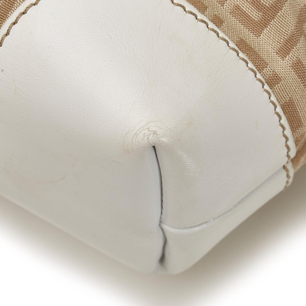 Fendi Zucchino Leather Trimmed Tote