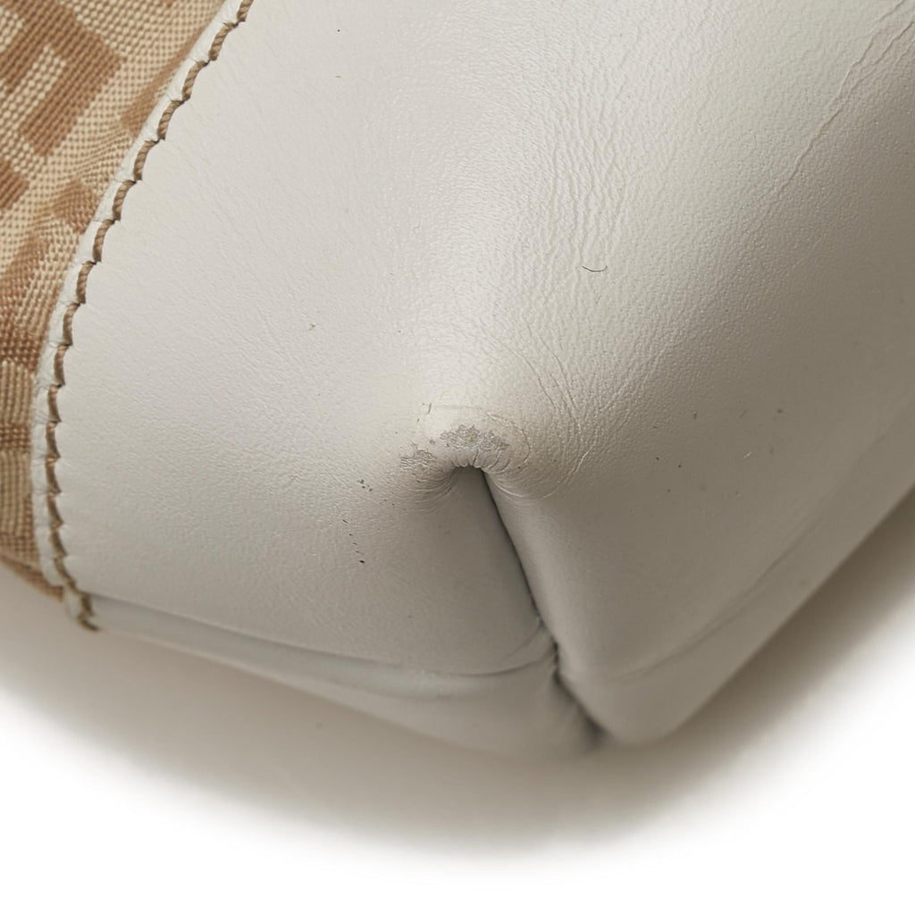 Fendi Zucchino Leather Trimmed Tote