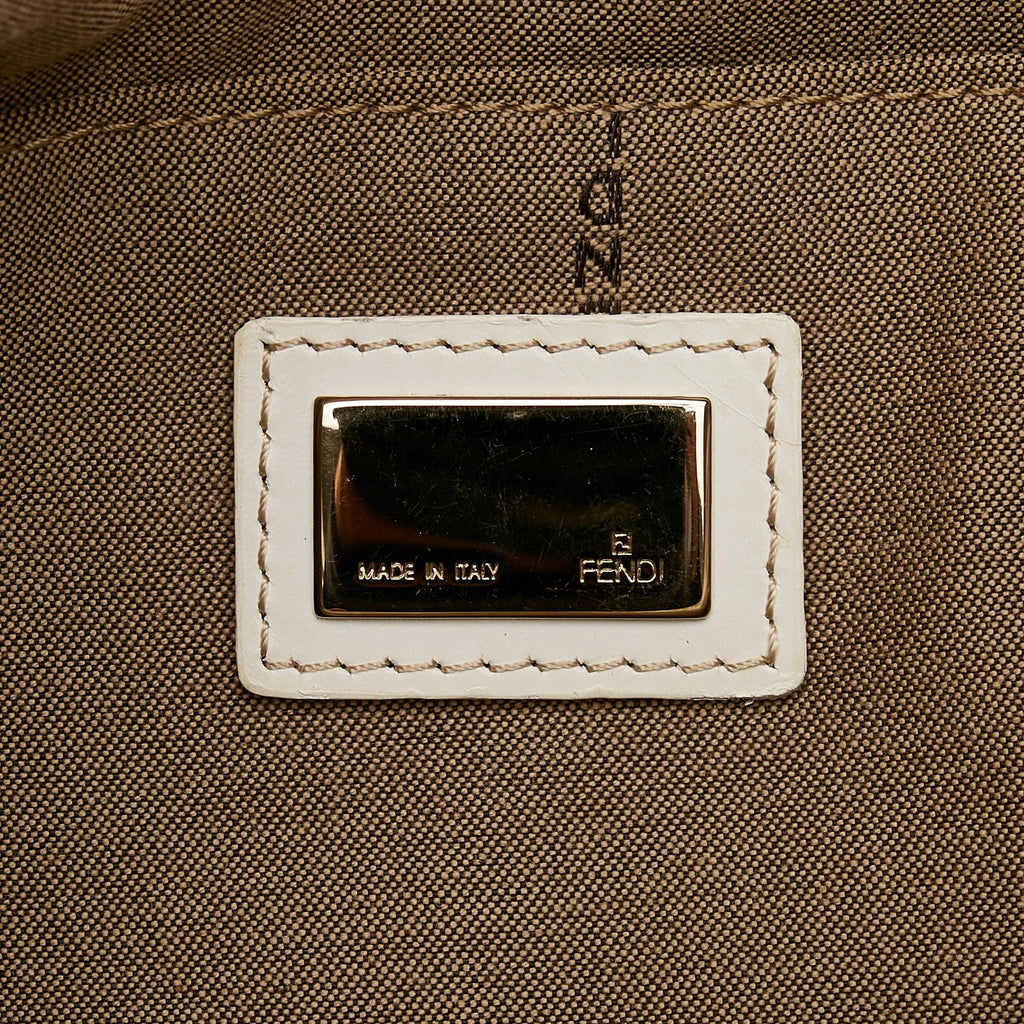 Fendi Zucchino Leather Trimmed Tote