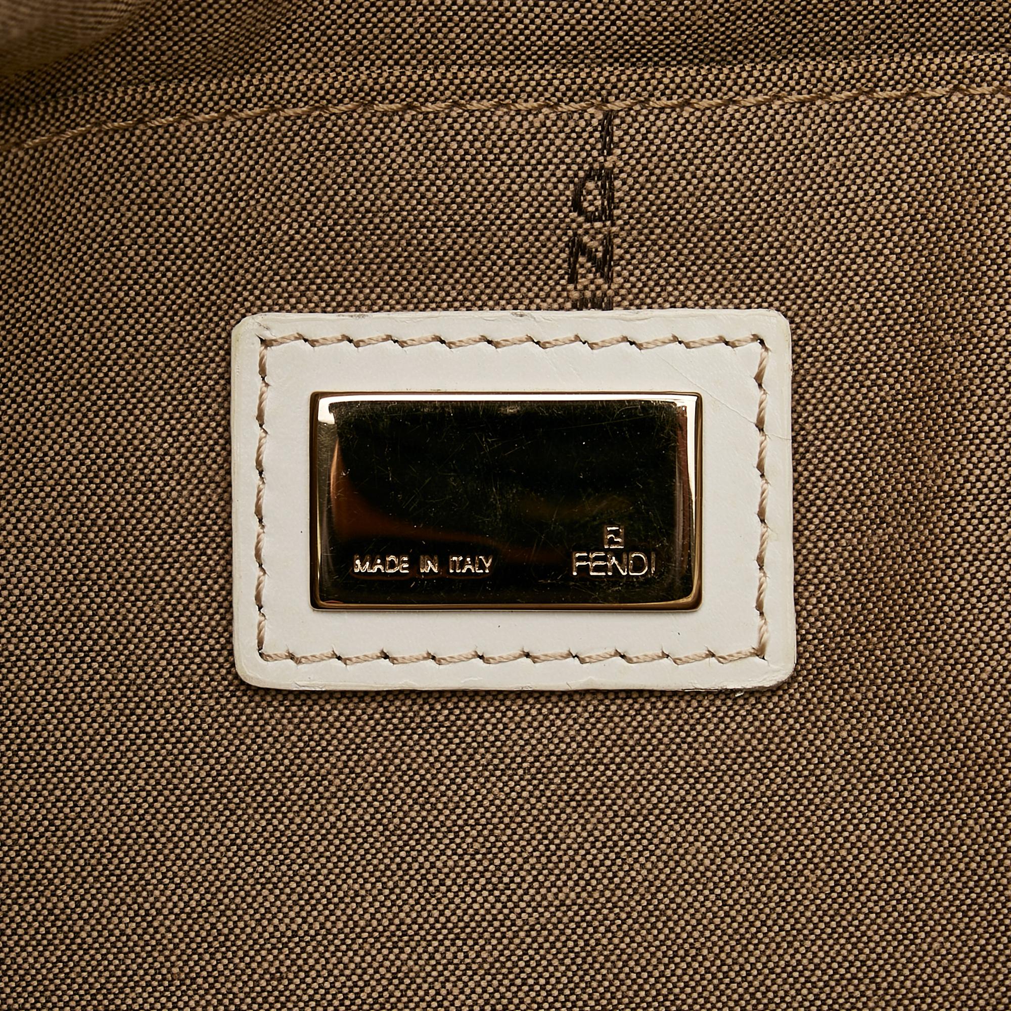 Fendi Zucchino Leather Trimmed Tote
