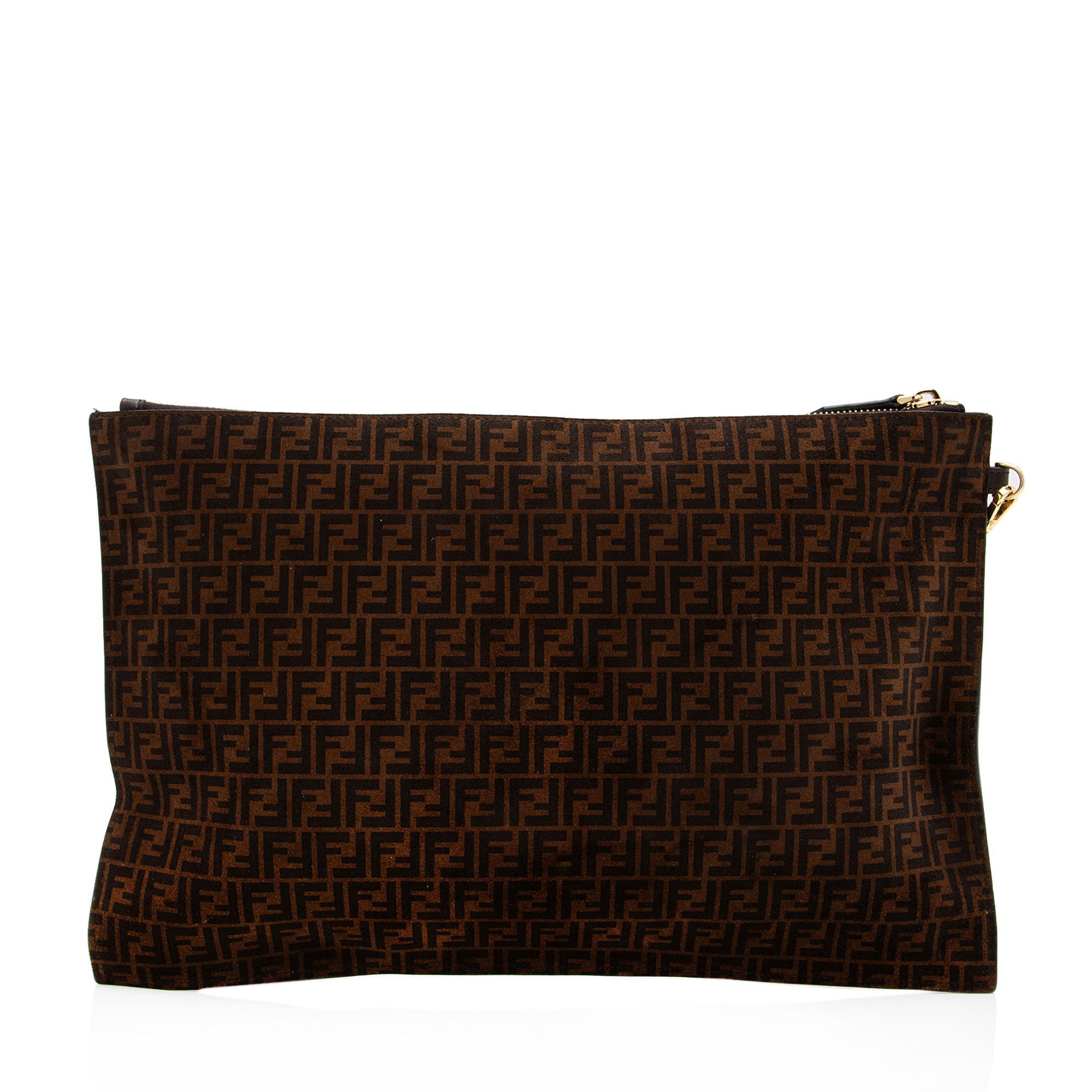 Fendi Zucchino Suede Large Flat Pouch