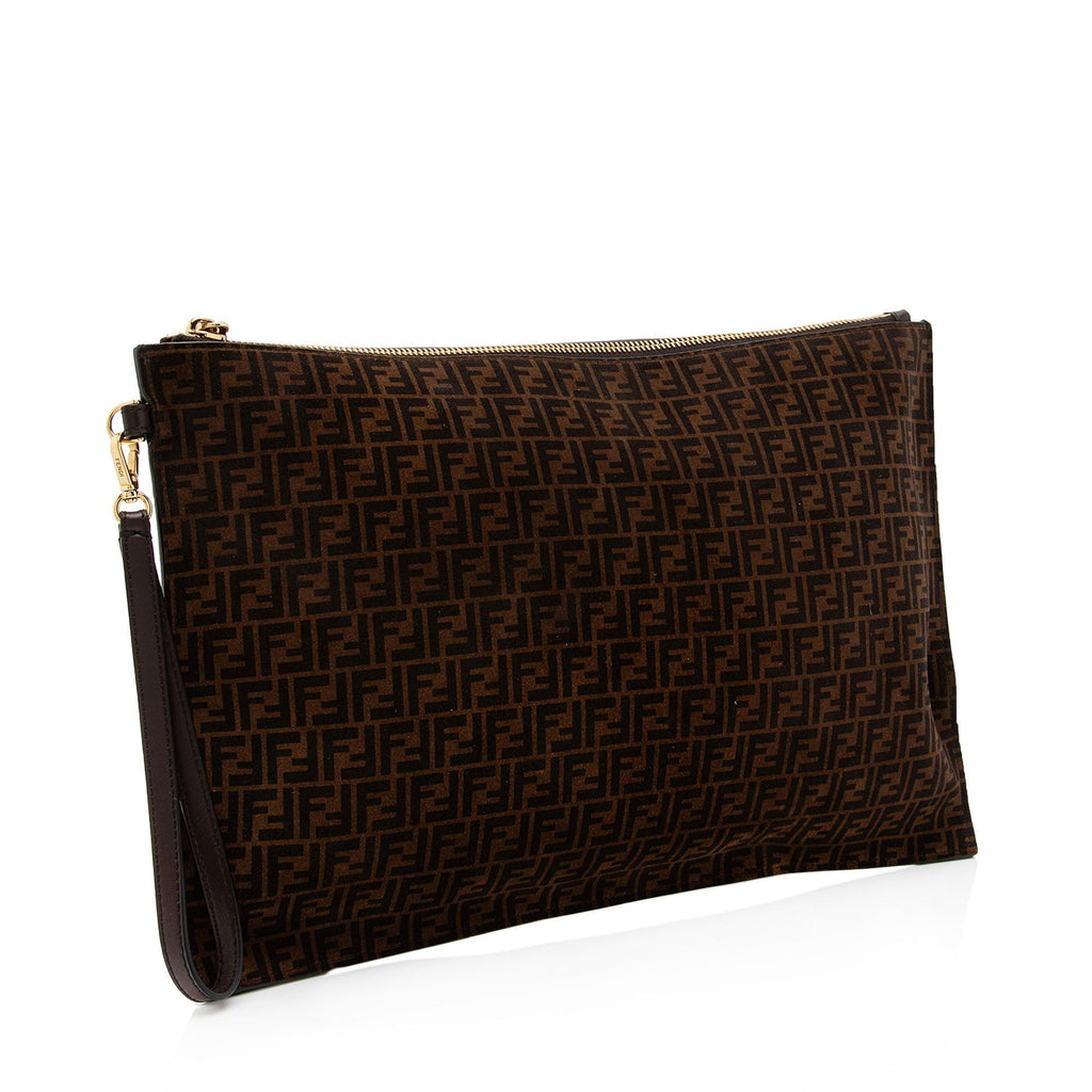 Fendi Zucchino Suede Large Flat Pouch