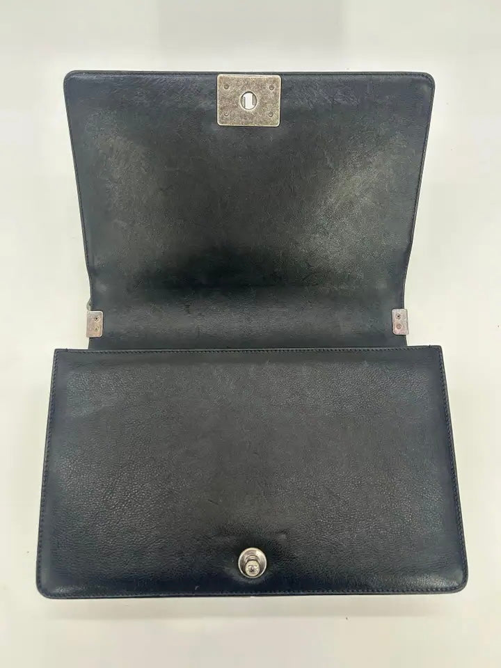 Chanel Black Lambskin Quilted Medium Boy Bag