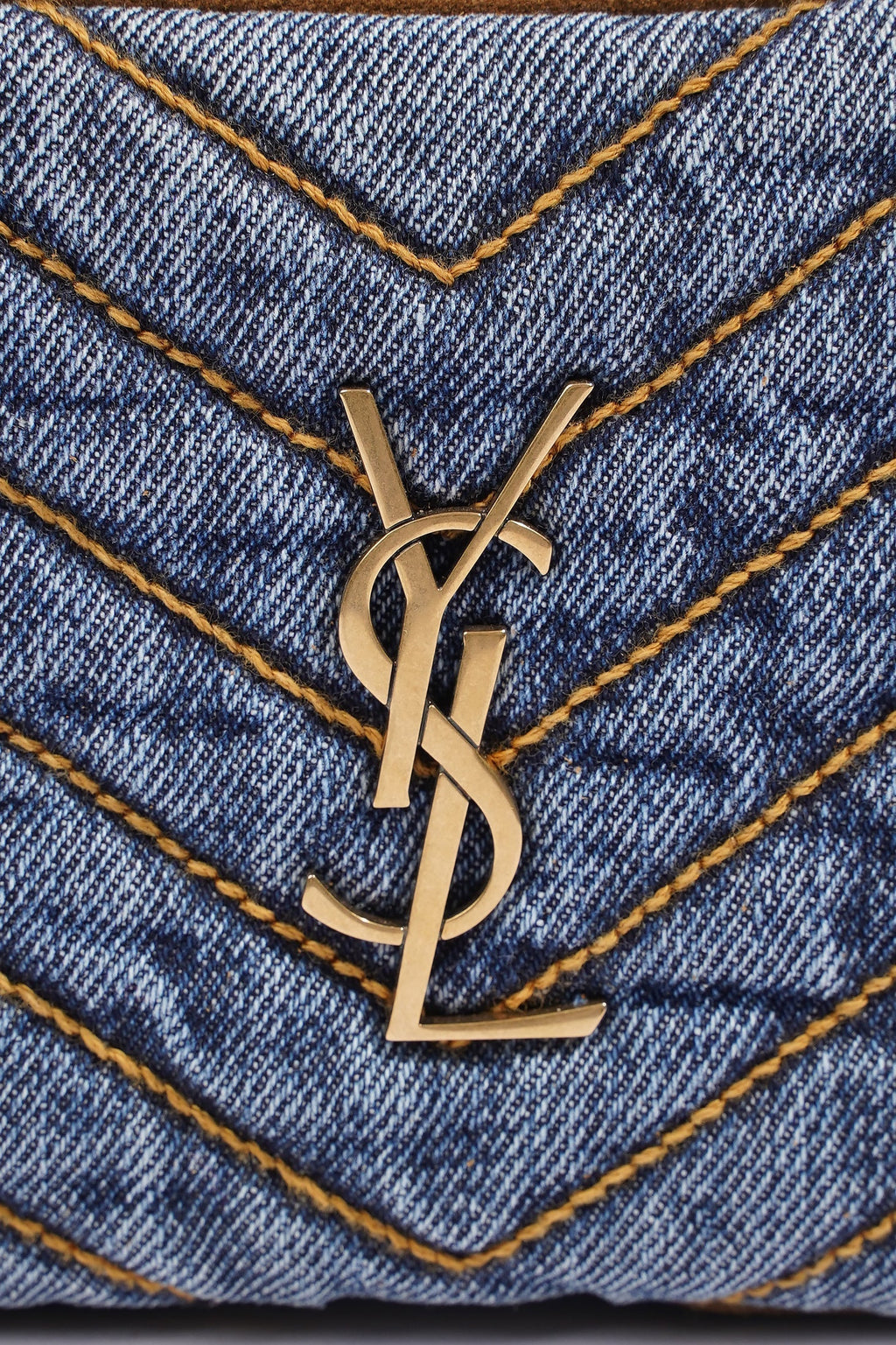 Saint Laurent Lou Belt Bag Denim / Brown Denim