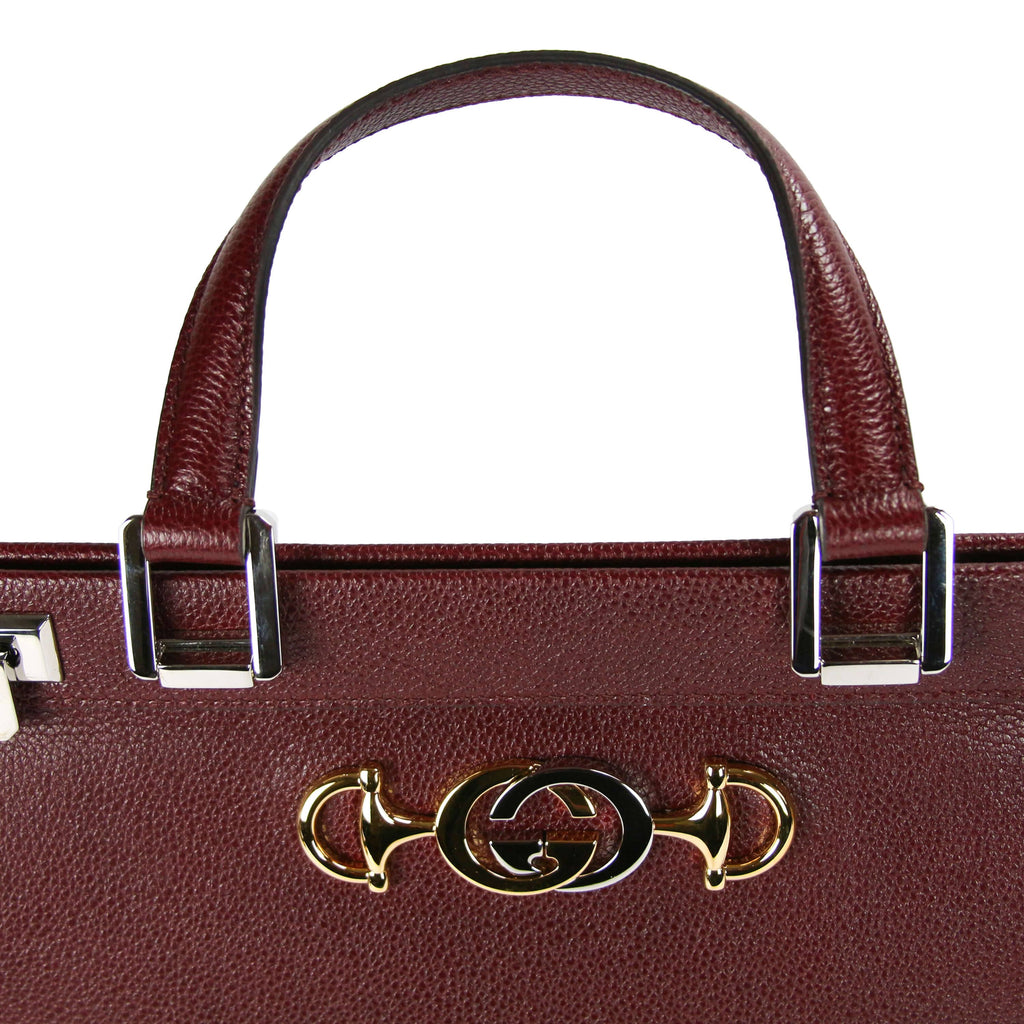 Gucci Zumi Tote Medium Burgundy Grained Leather