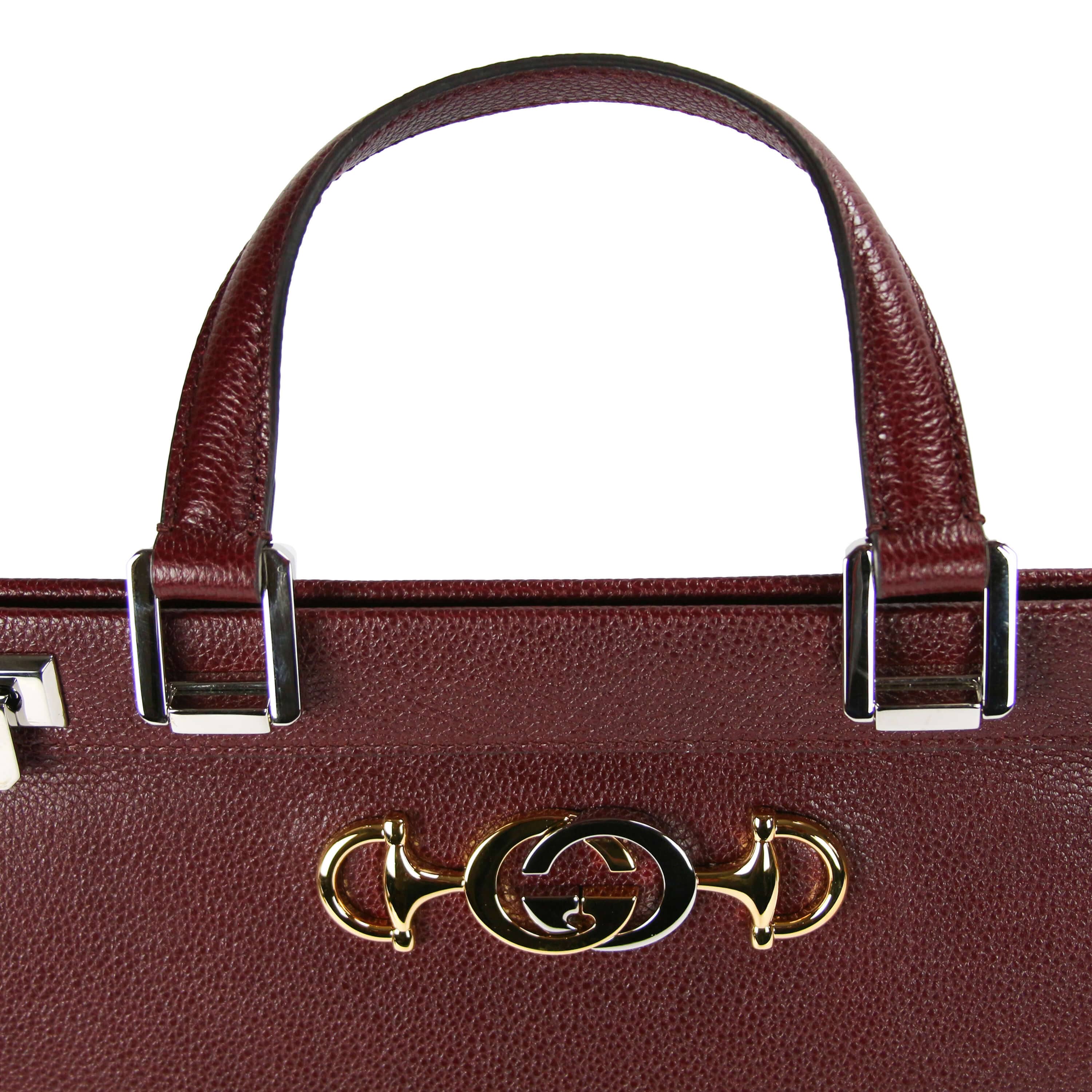 Gucci Zumi Tote Medium Burgundy Grained Leather