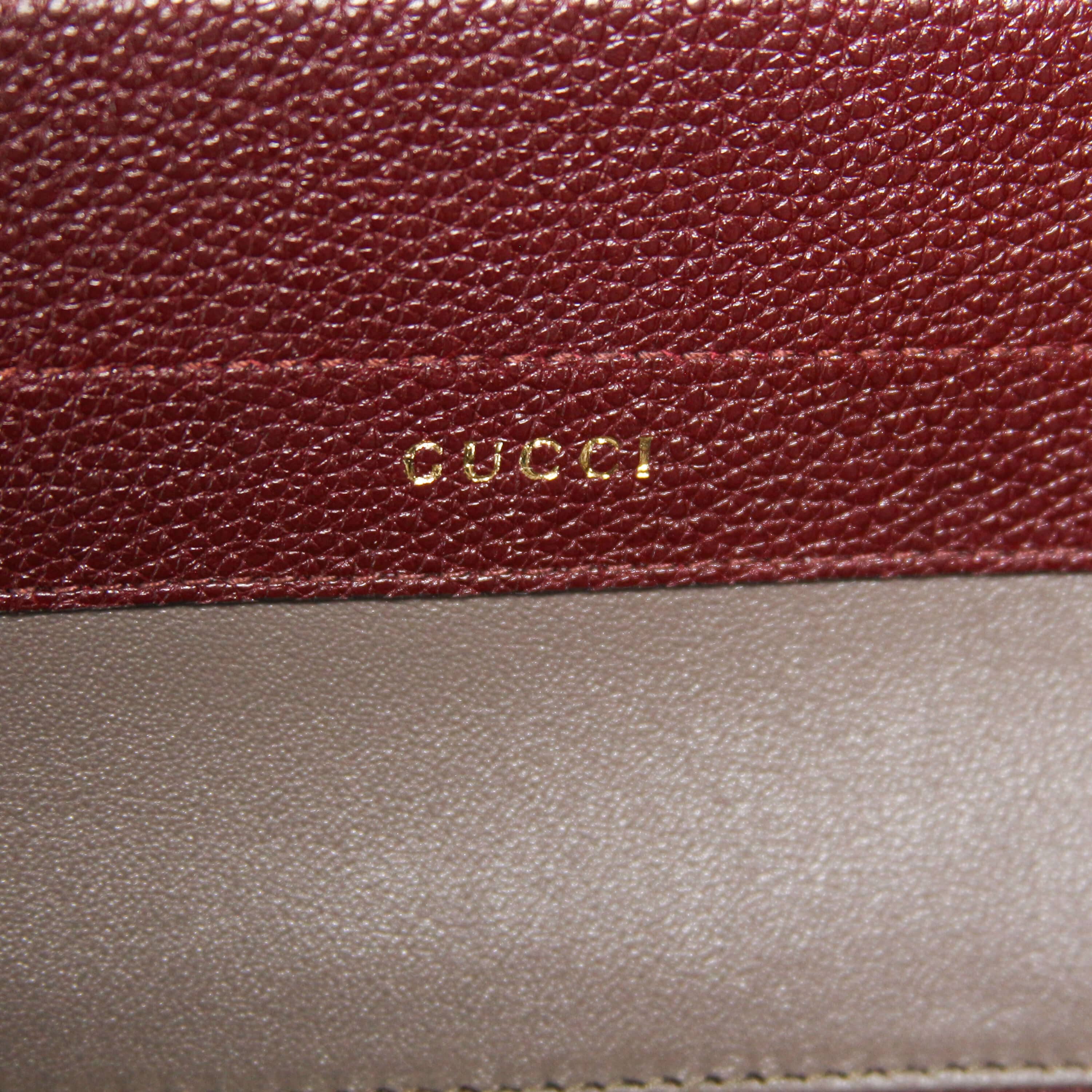 Gucci Zumi Tote Medium Burgundy Grained Leather