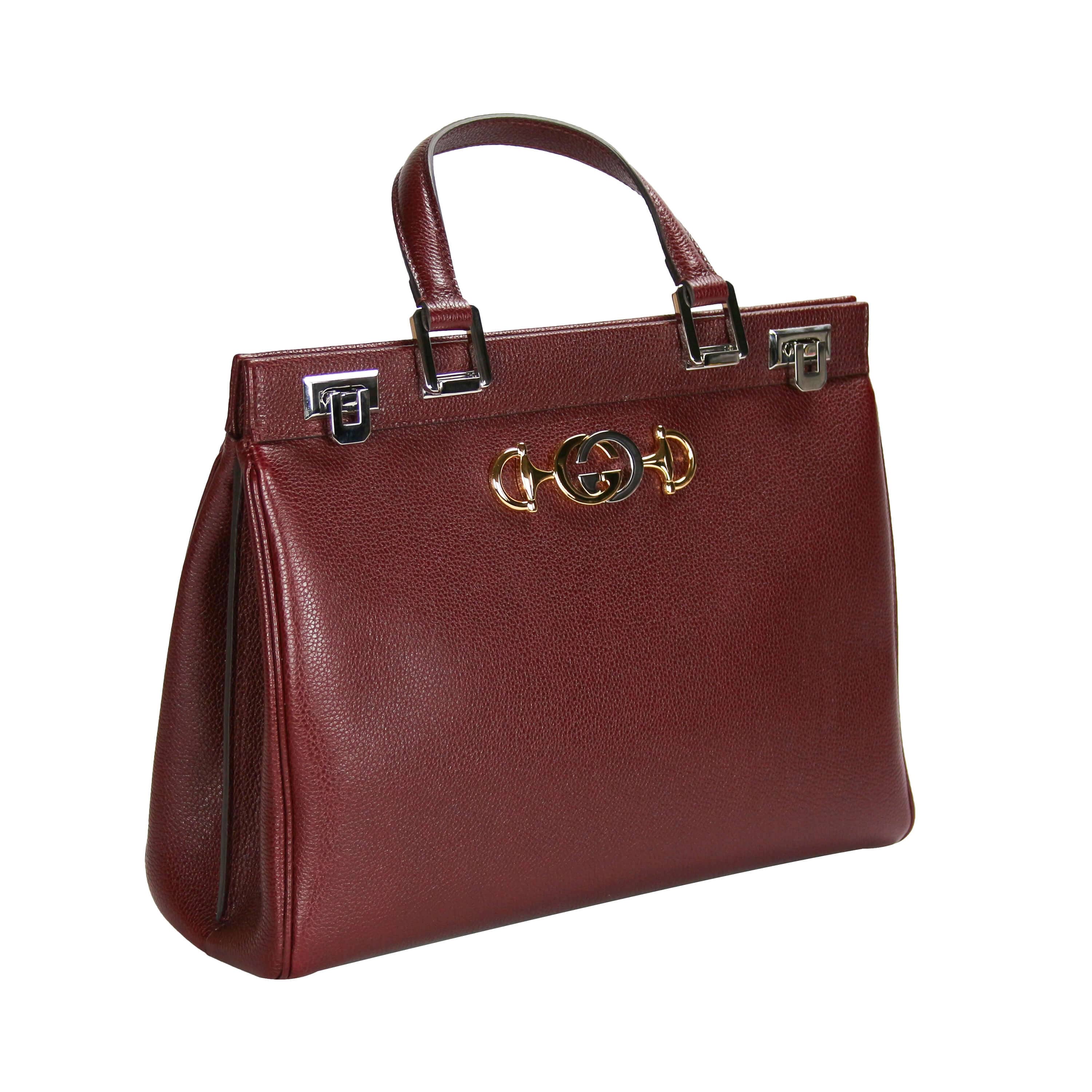 Gucci Zumi Tote Medium Burgundy Grained Leather