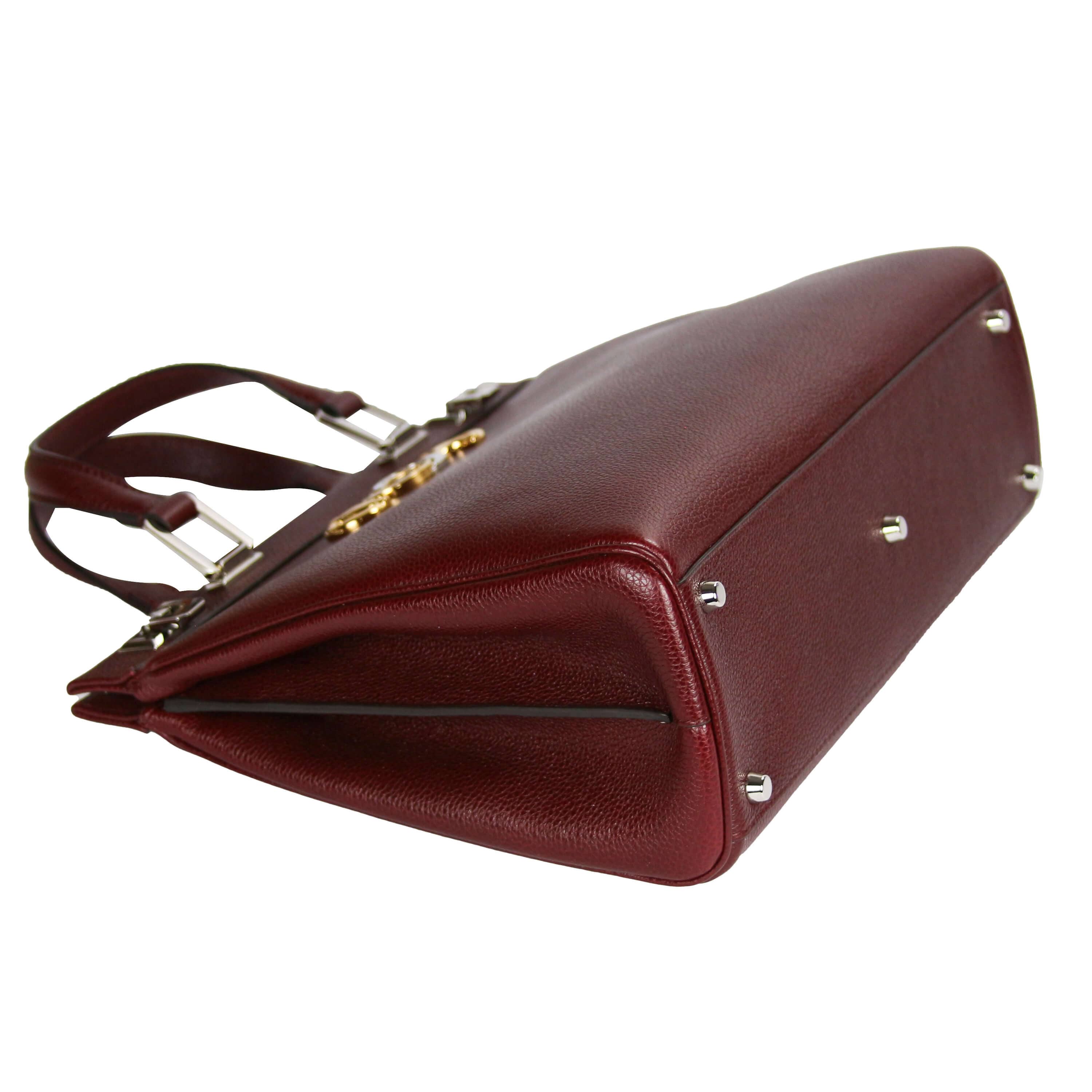 Gucci Zumi Tote Medium Burgundy Grained Leather