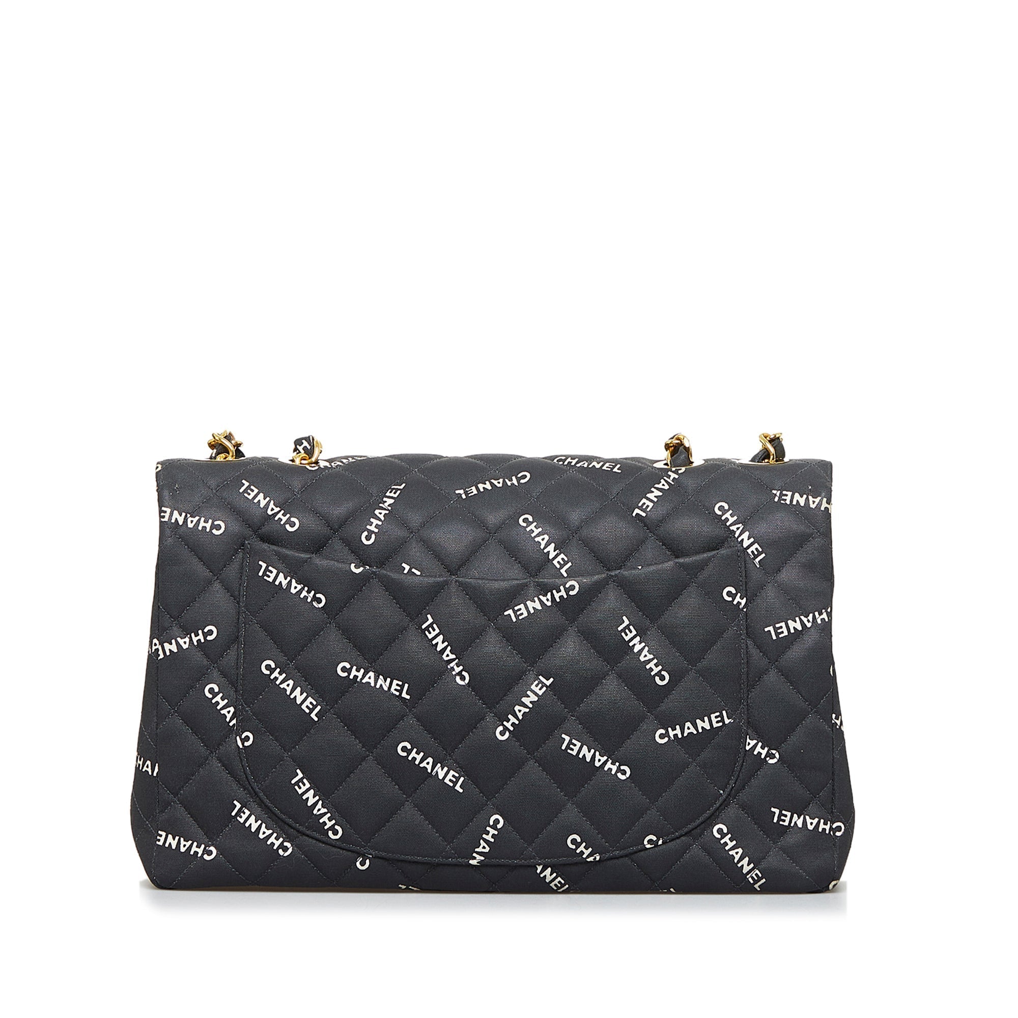 CHANEL Maxi Logo Printed CC Matelasse Flap Bag