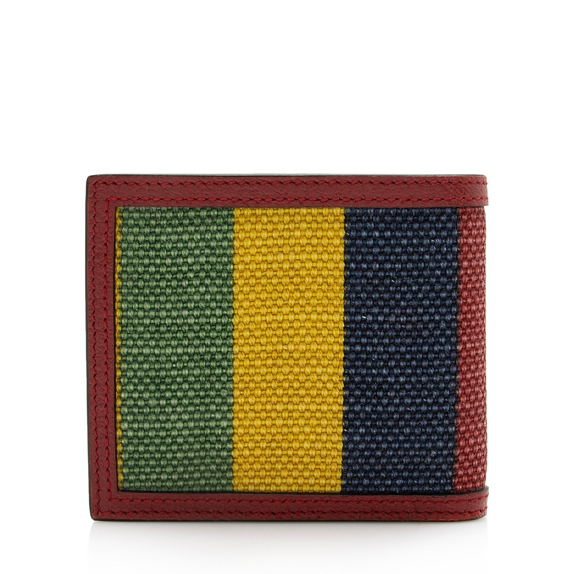 Gucci Baiadera Striped Canvas Bi-Fold Wallet