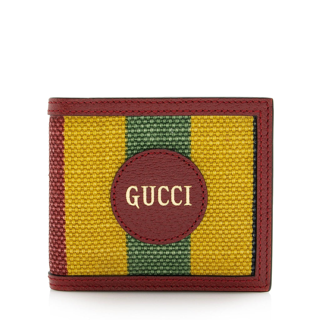 Gucci Baiadera Striped Canvas Bi-Fold Wallet