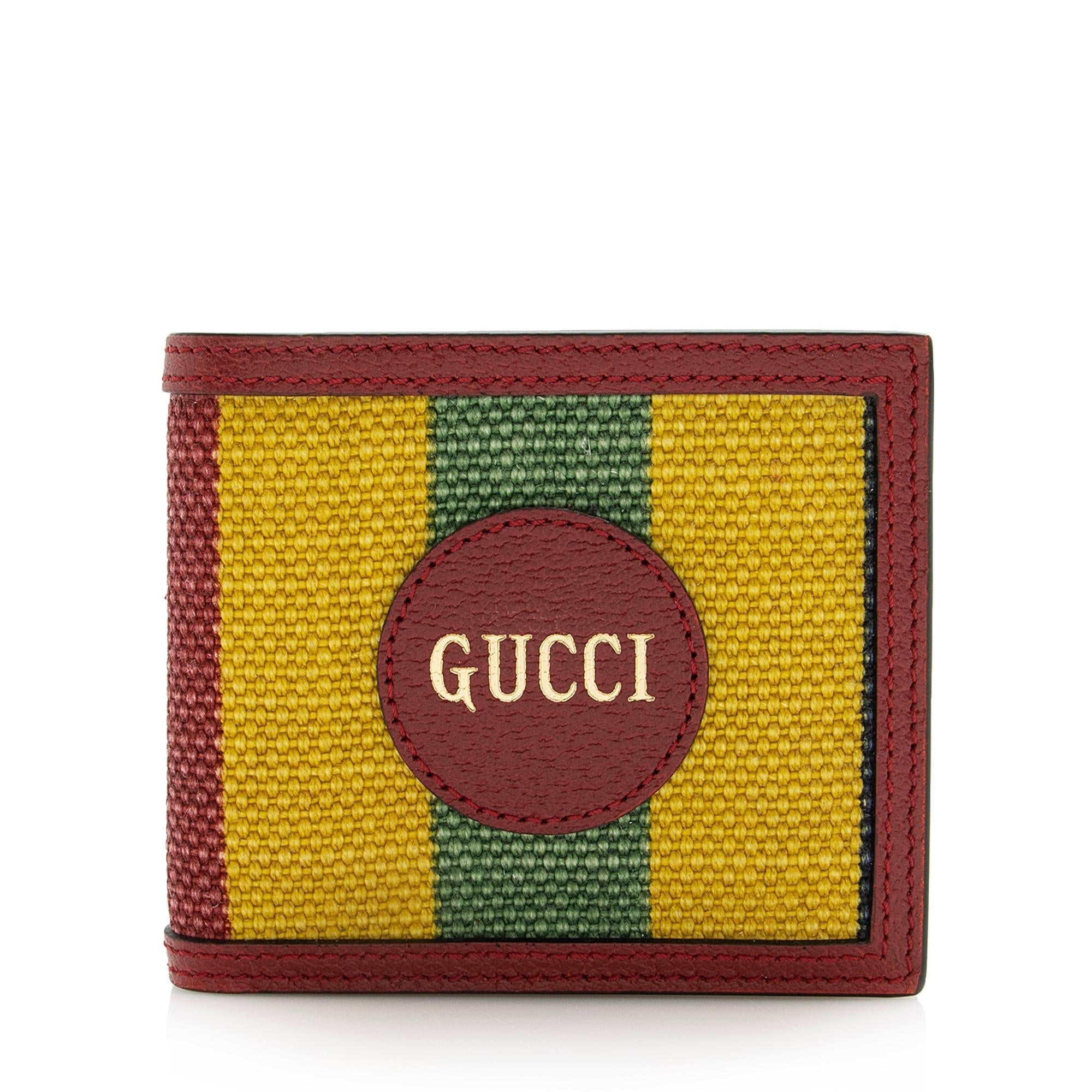 Gucci Baiadera Striped Canvas Bi-Fold Wallet