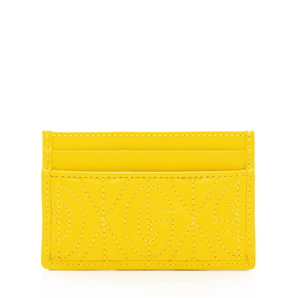 Gucci G Rhombus Quilted Leather Card Case