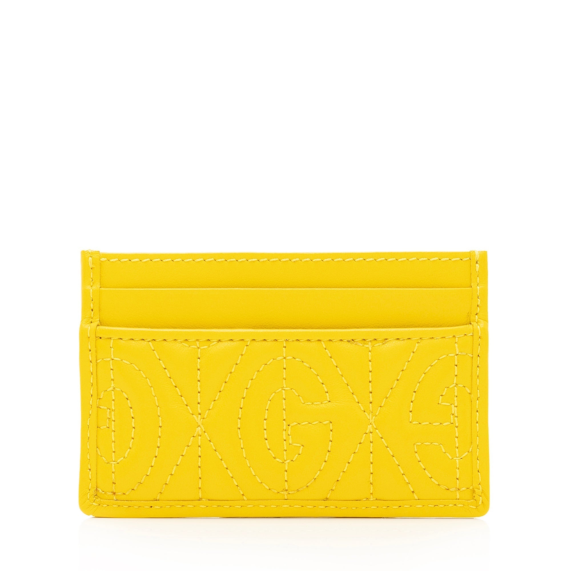 Gucci G Rhombus Quilted Leather Card Case