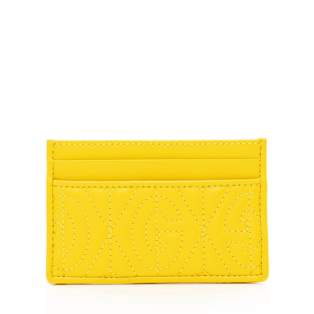 Gucci G Rhombus Quilted Leather Card Case