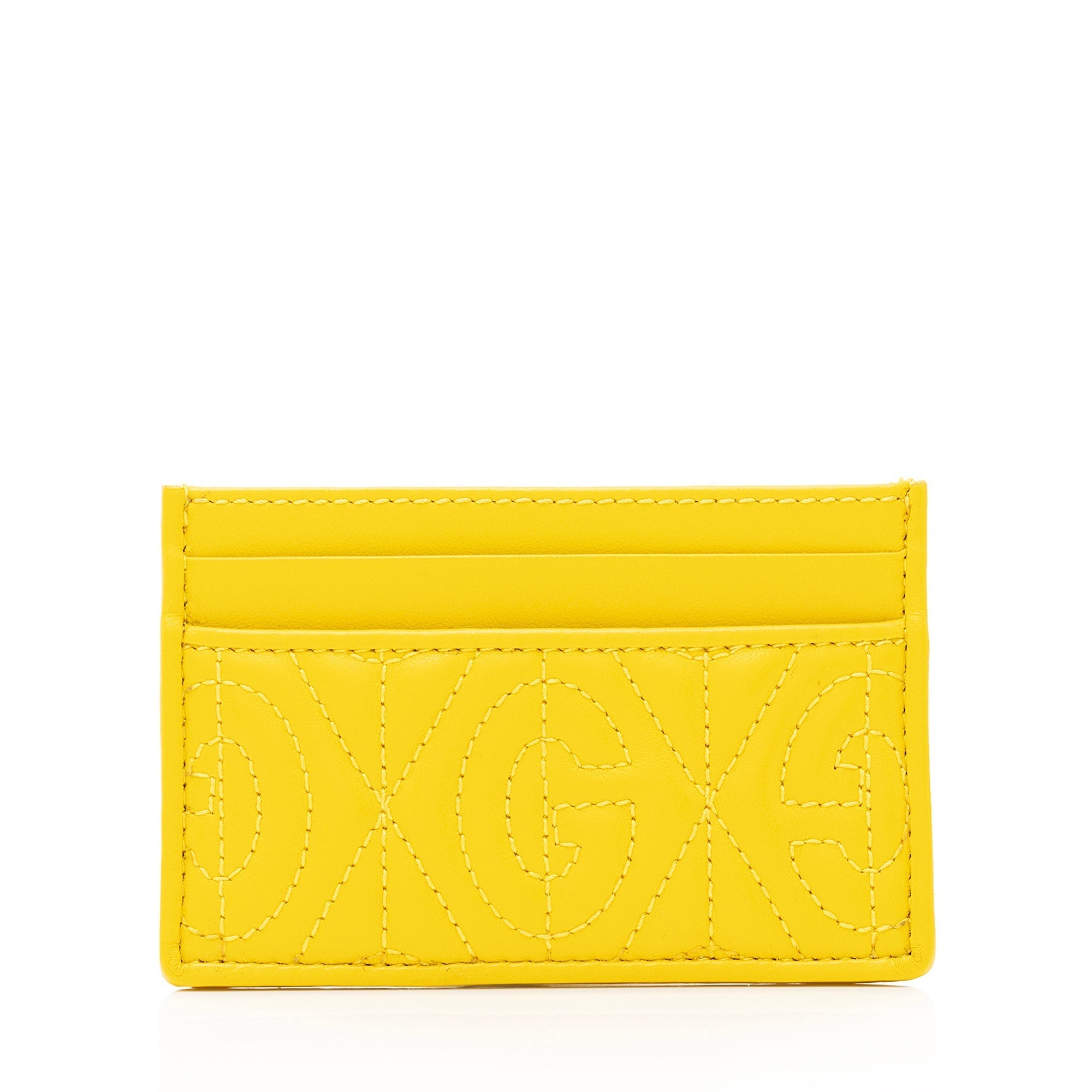 Gucci G Rhombus Quilted Leather Card Case