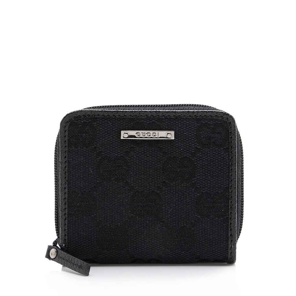 Gucci GG Canvas Compact Zip Around Coin Wallet