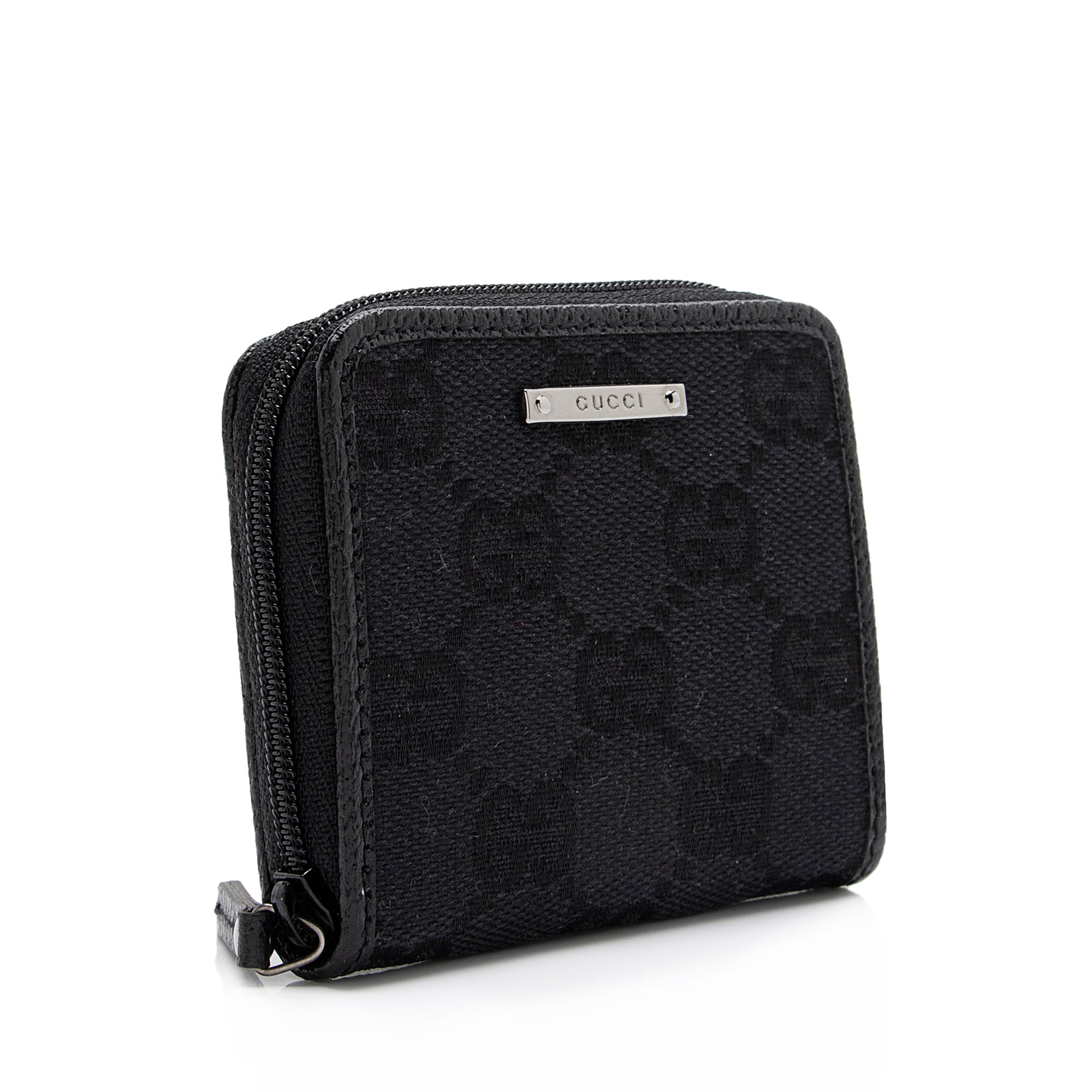 Gucci GG Canvas Compact Zip Around Coin Wallet