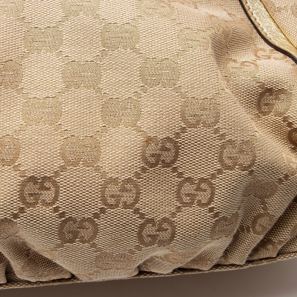 Gucci GG Canvas Metallic Leather D Ring Small Hobo (SHF-nI1P2Q)