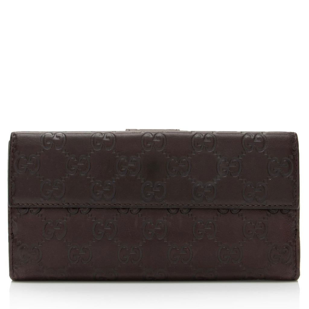 Gucci Guccissima Leather Heart Script Continental Wallet