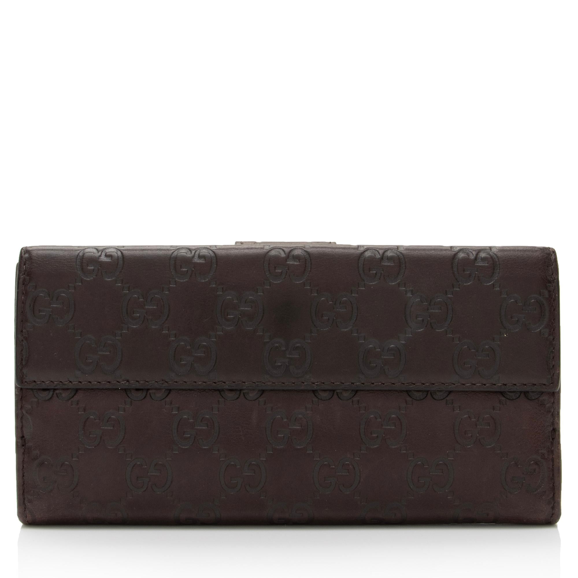 Gucci Guccissima Leather Heart Script Continental Wallet