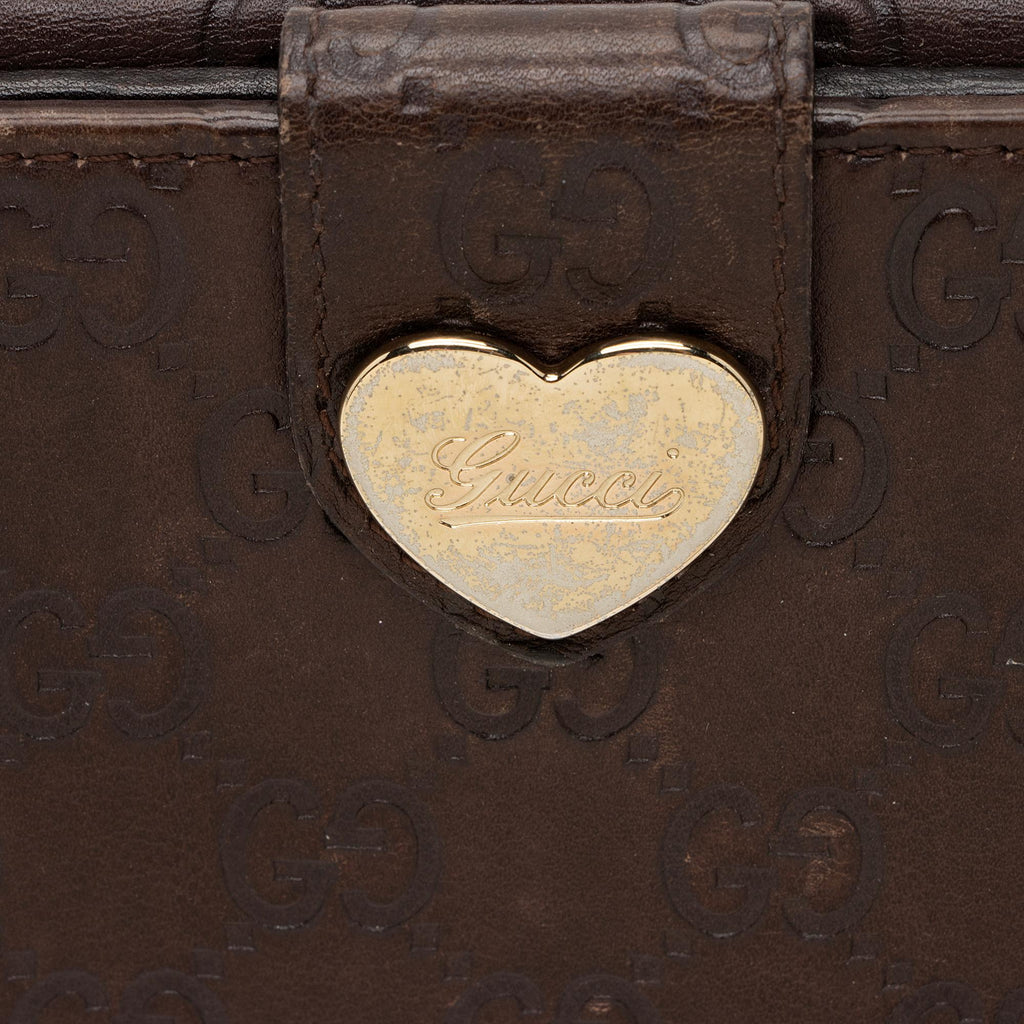 Gucci Guccissima Leather Heart Script Continental Wallet