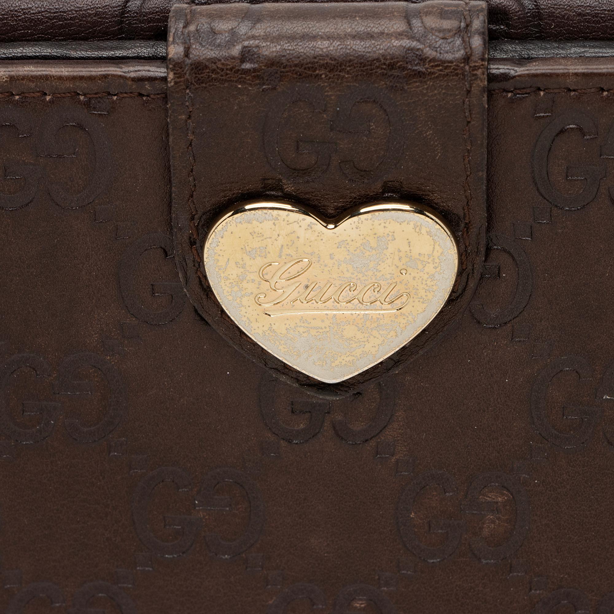 Gucci Guccissima Leather Heart Script Continental Wallet