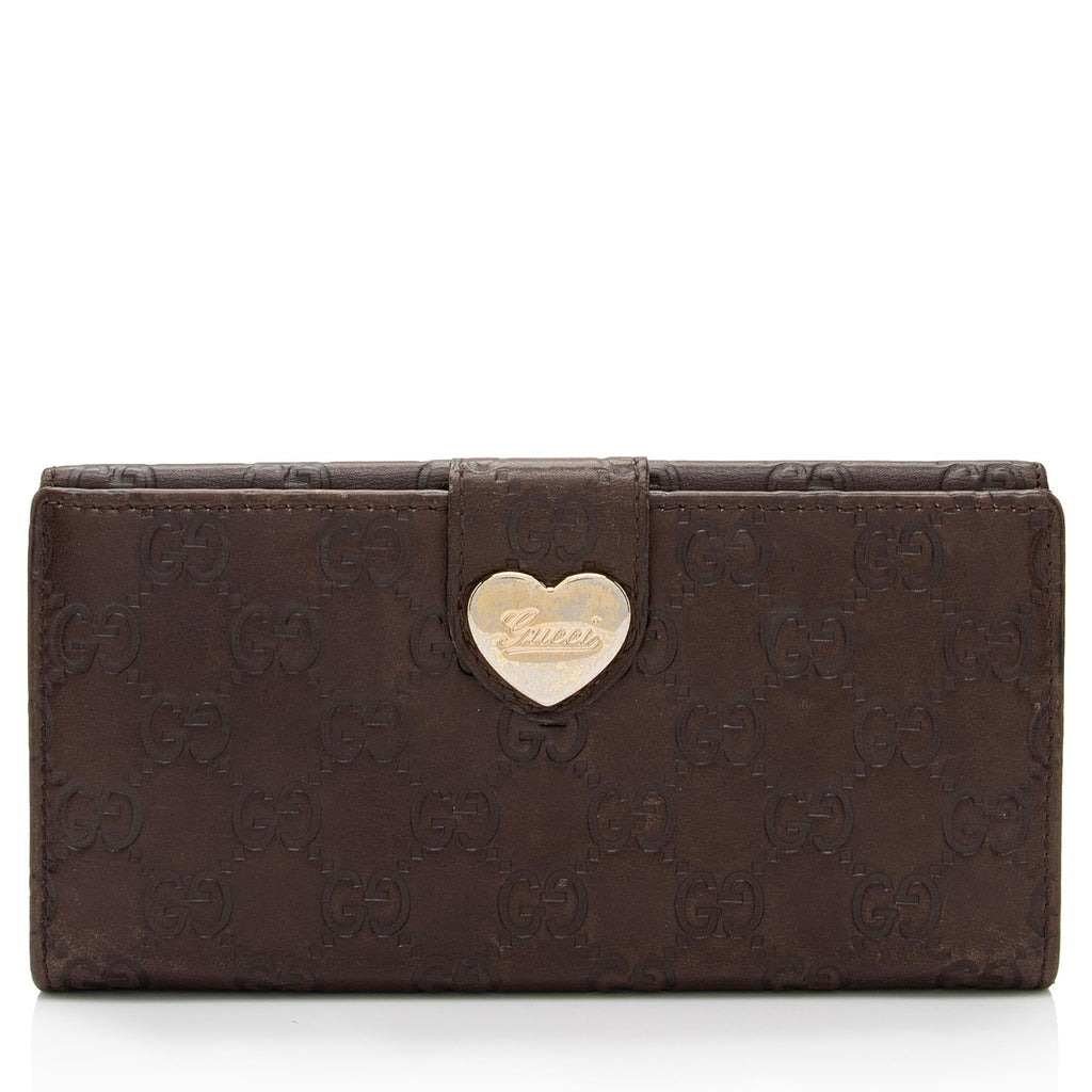 Gucci Guccissima Leather Heart Script Continental Wallet