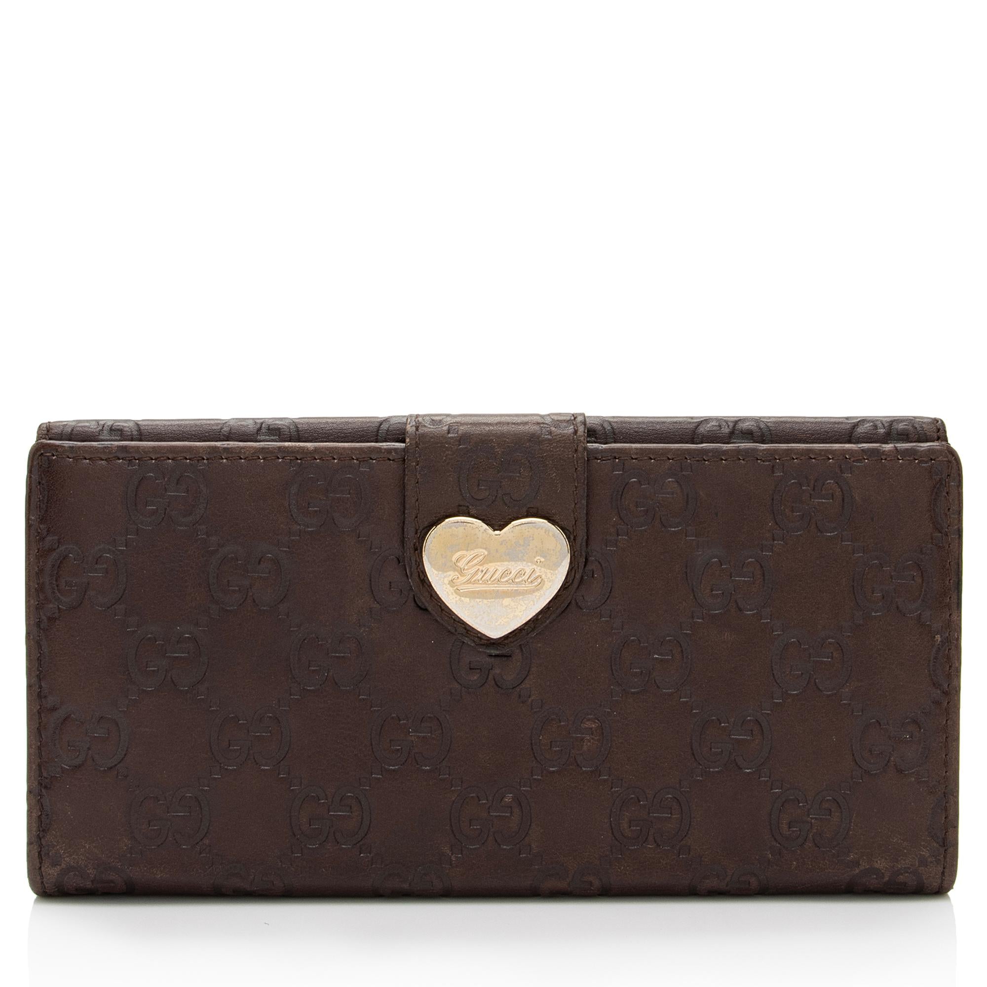 Gucci Guccissima Leather Heart Script Continental Wallet