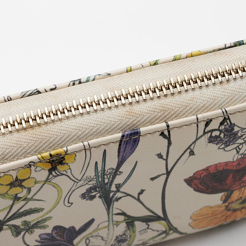 Gucci Leather Flora Nice Zip Around Wallet (SHF-muKADt)