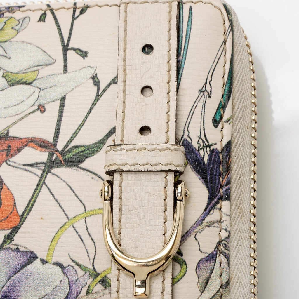 Gucci Leather Flora Nice Zip Around Wallet (SHF-muKADt)