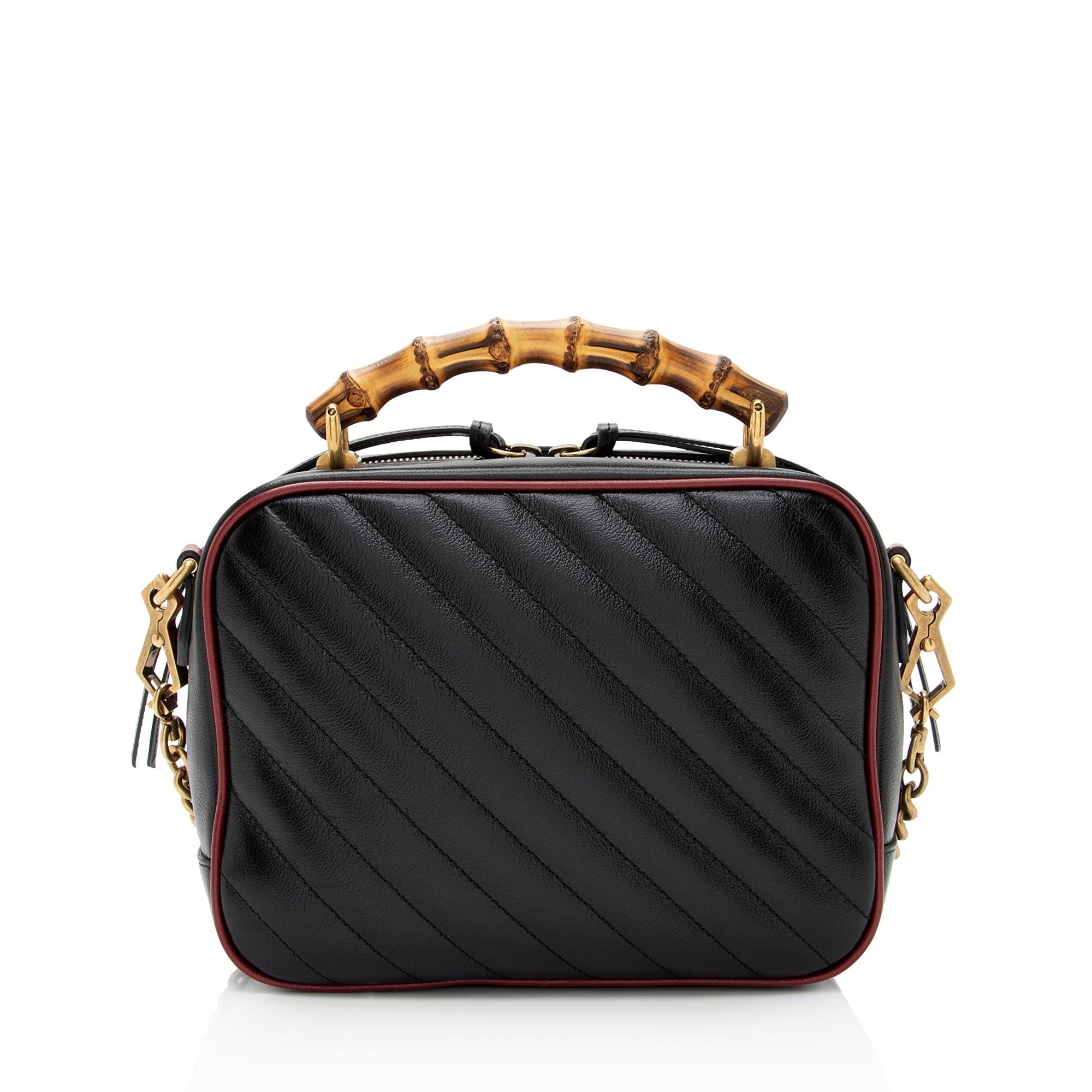 Gucci Matelasse Leather Torchon GG Marmont Bamboo Top Handle Bag (SHF-8zPXp4)