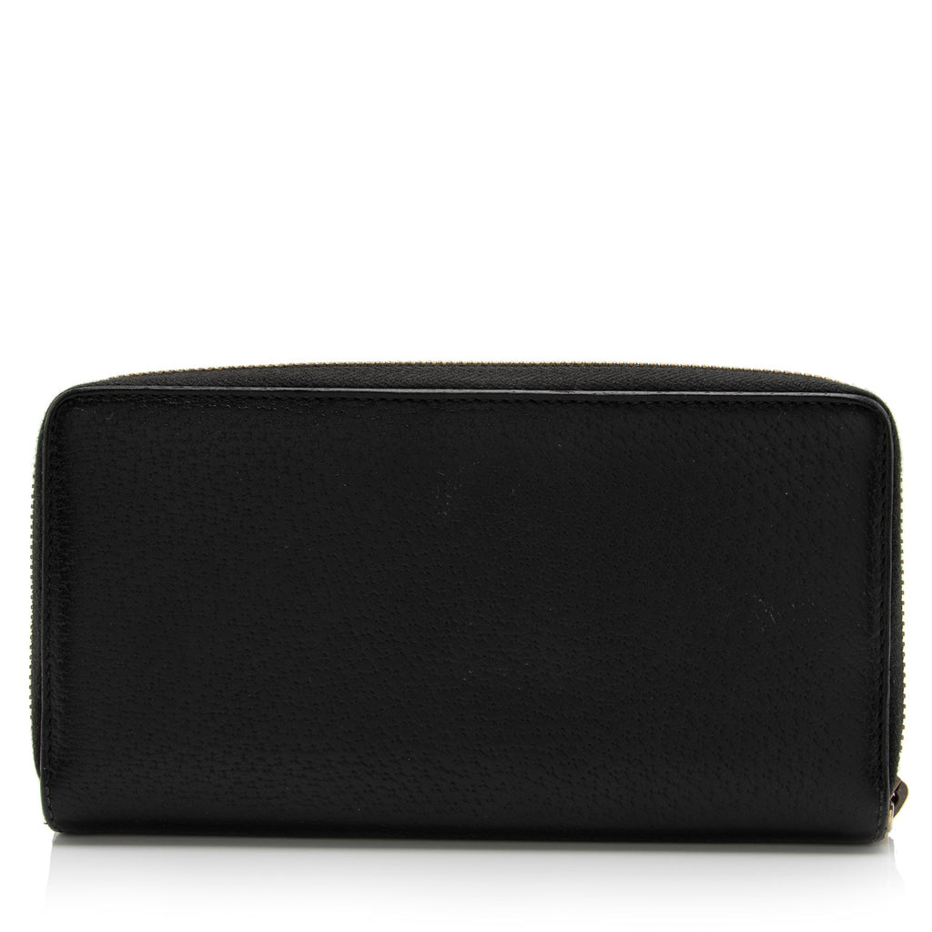 Gucci Pebbled Leather GG Marmont Zip Around Wallet