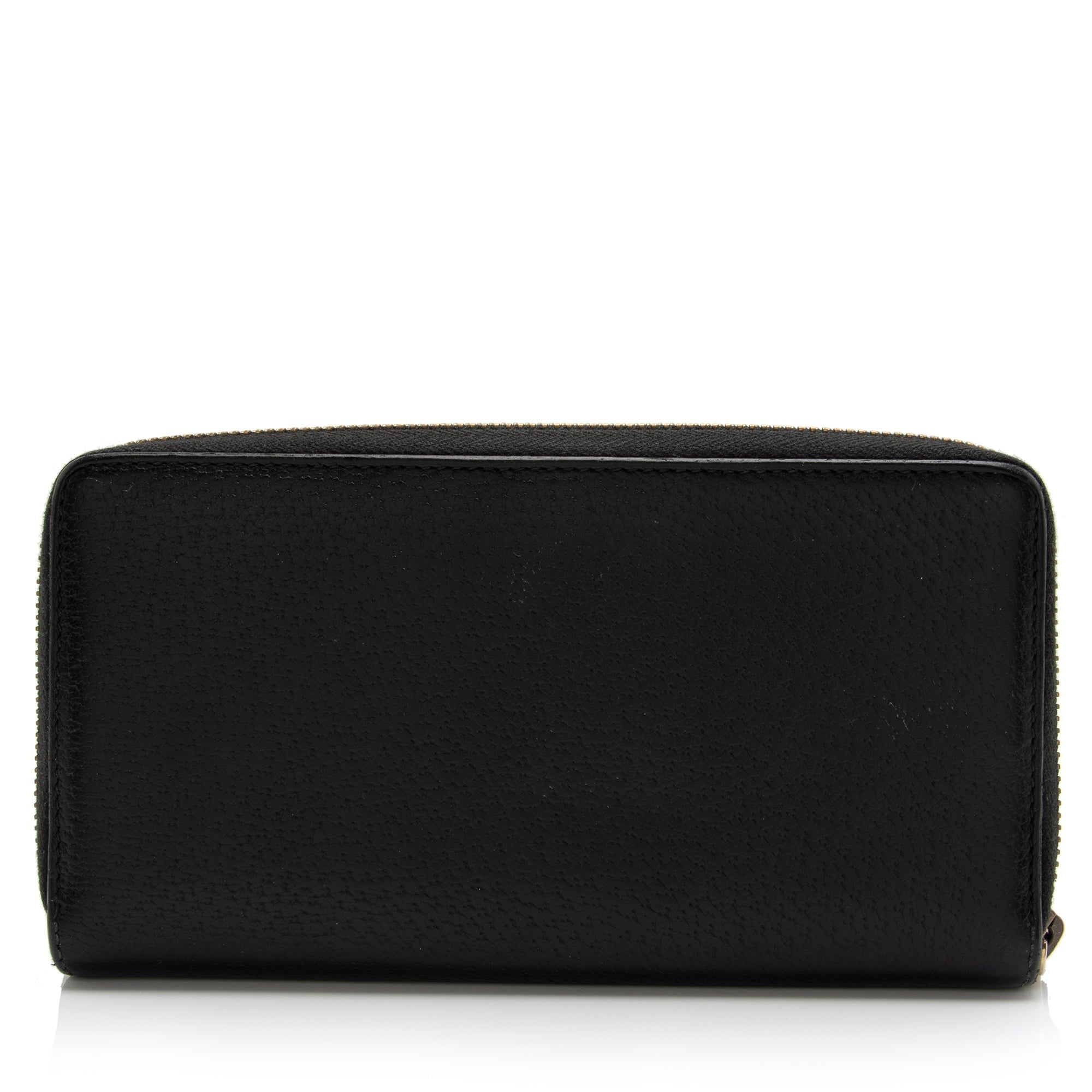 Gucci Pebbled Leather GG Marmont Zip Around Wallet