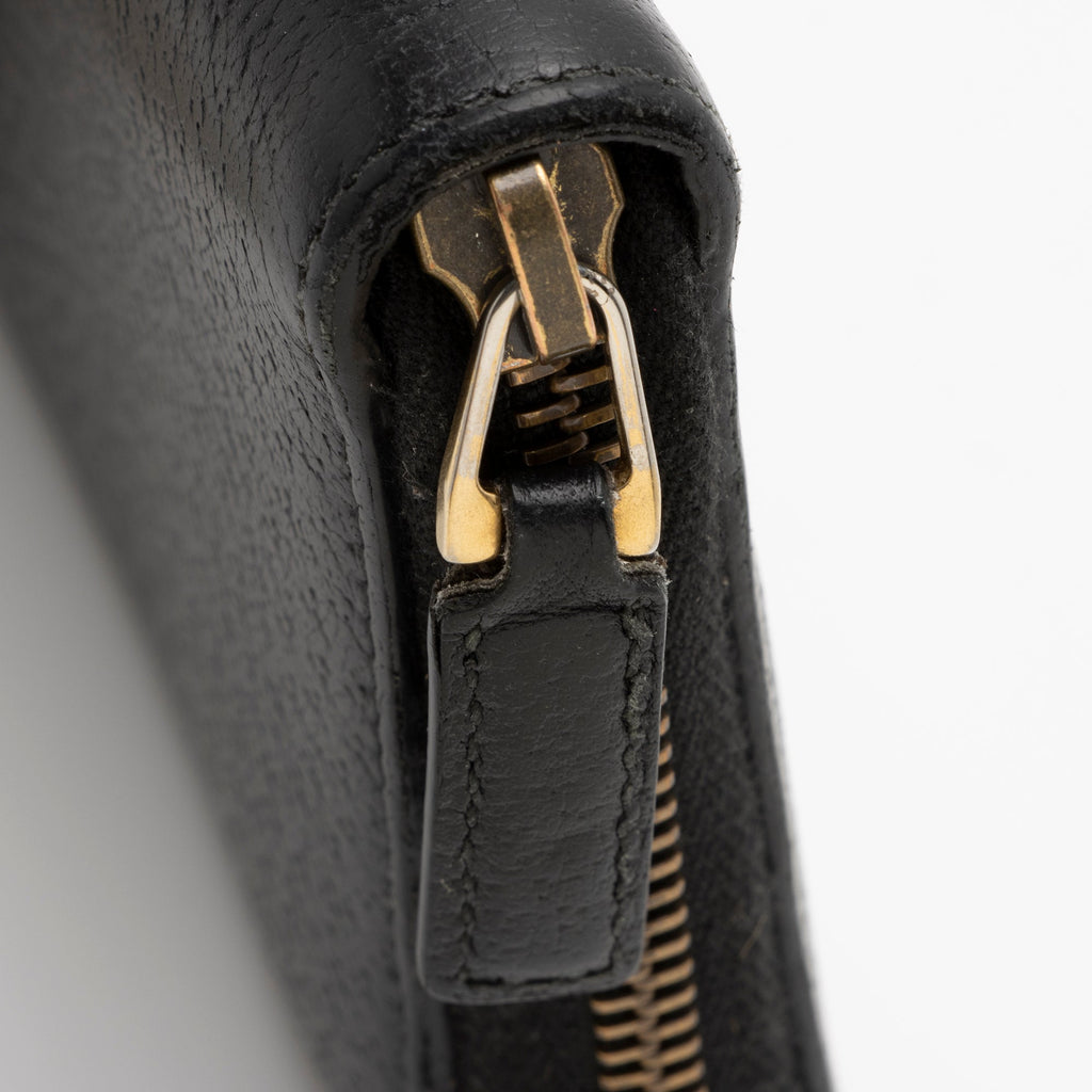 Gucci Pebbled Leather GG Marmont Zip Around Wallet