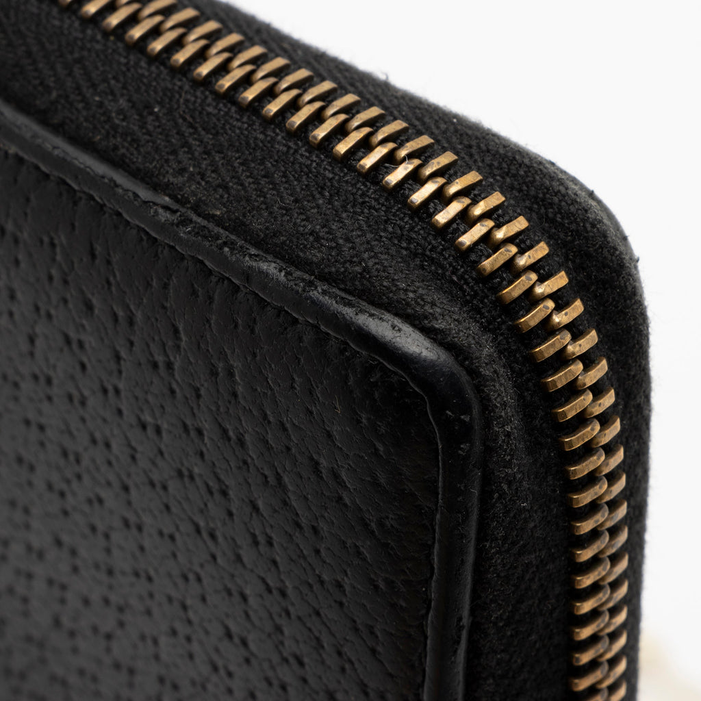 Gucci Pebbled Leather GG Marmont Zip Around Wallet